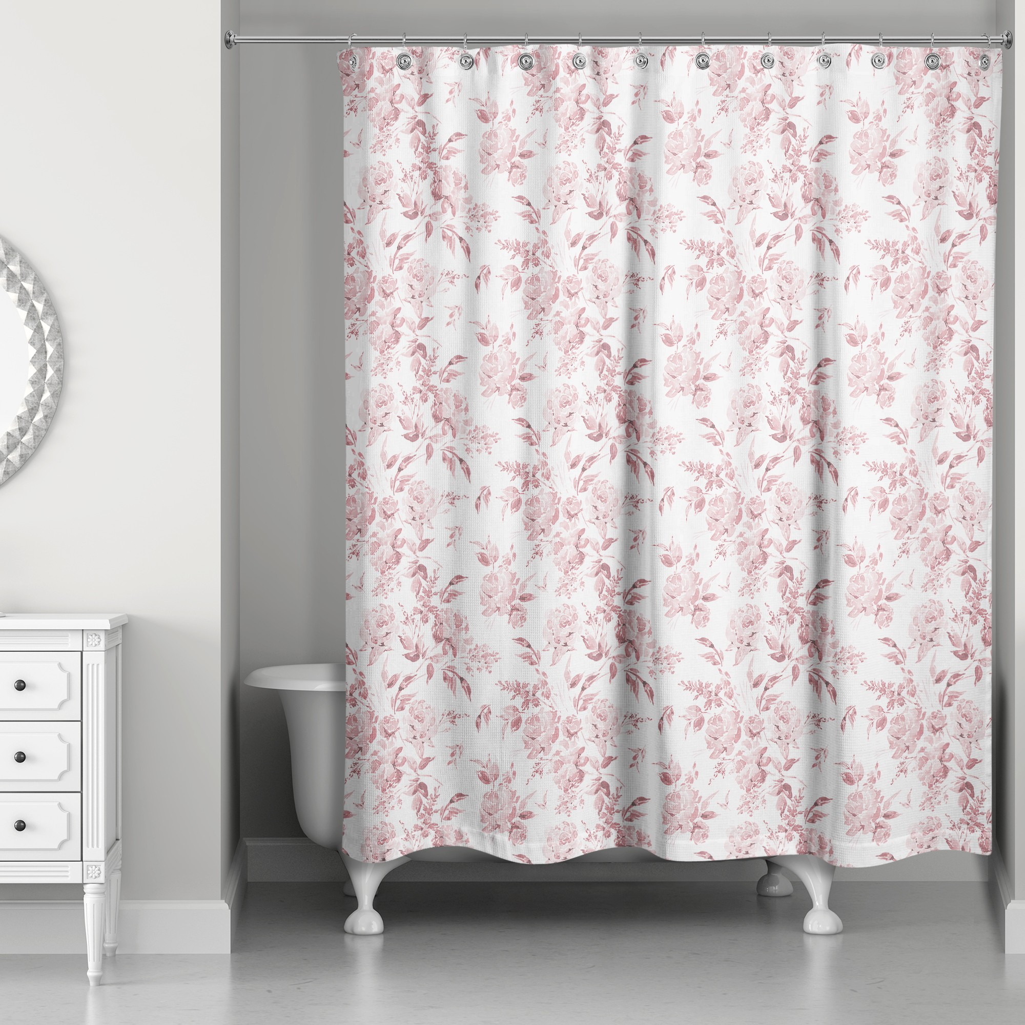 Blush Floral Pattern 71x74 Shower Curtain