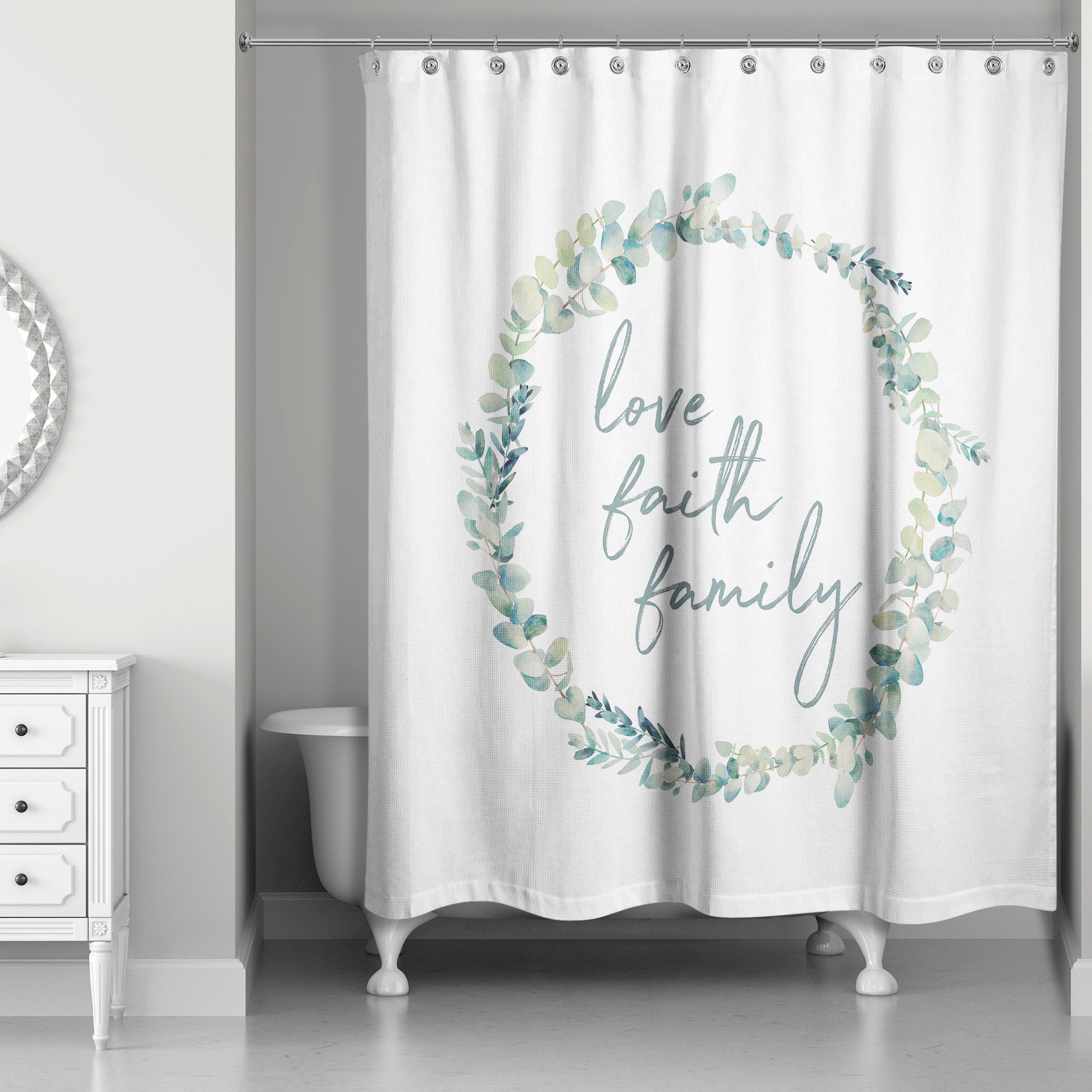 Love Faith Family Wreath 71x74 Shower Curtain