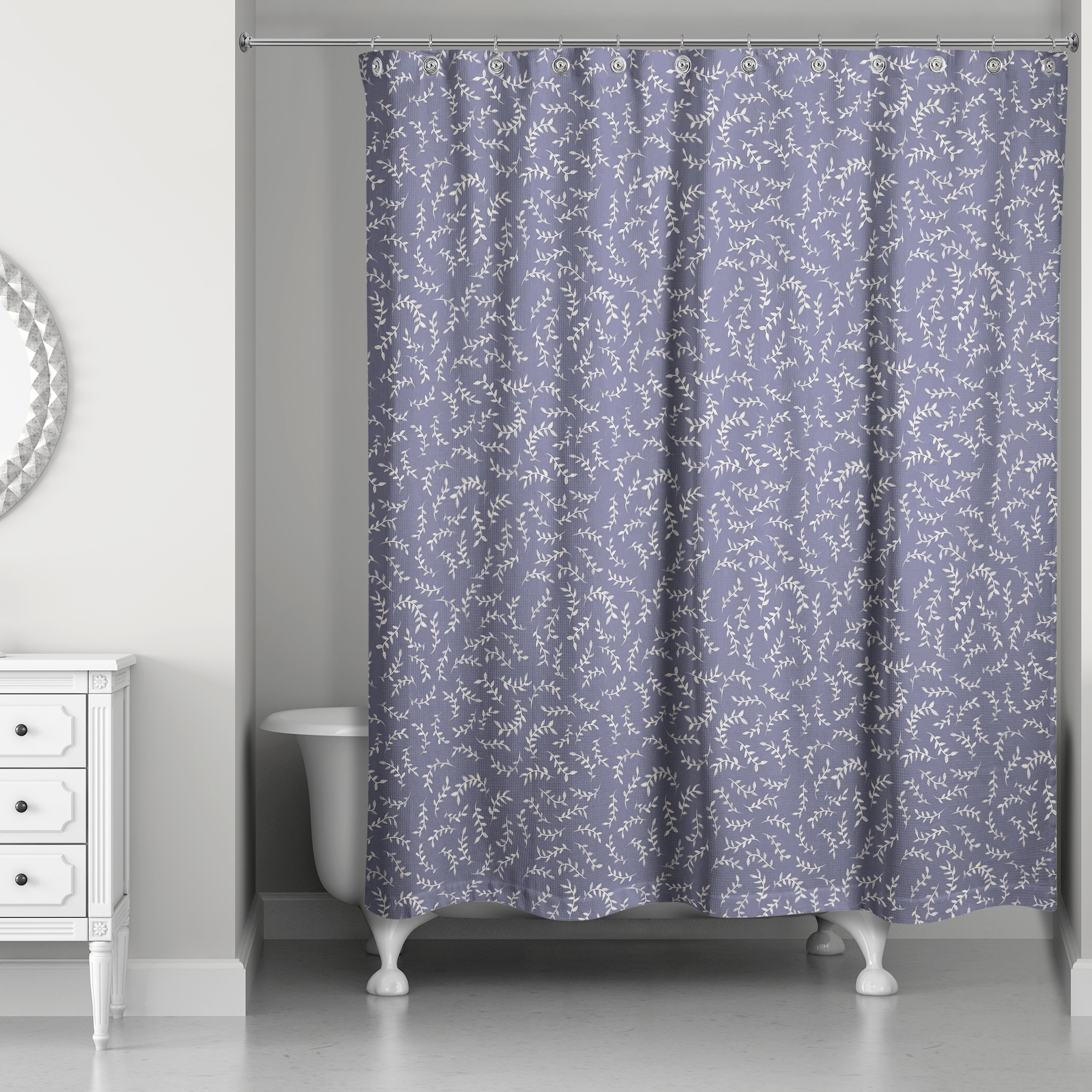 Soft Blue Vines 71x74 Shower Curtain