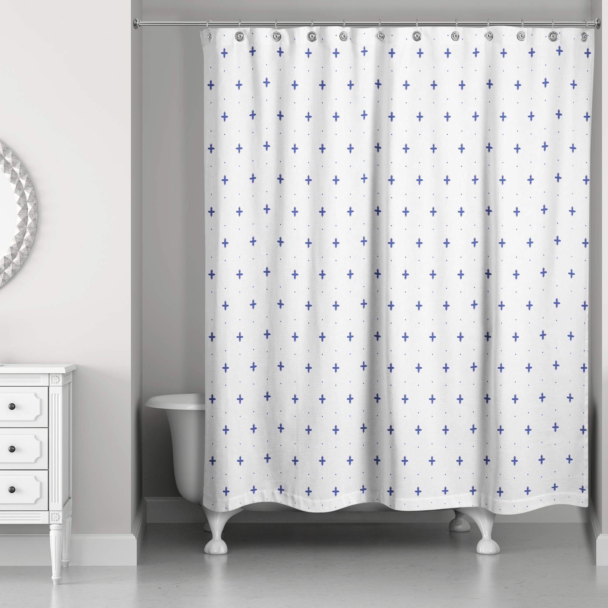 Navy Coastal Pattern 71x74 Shower Curtain