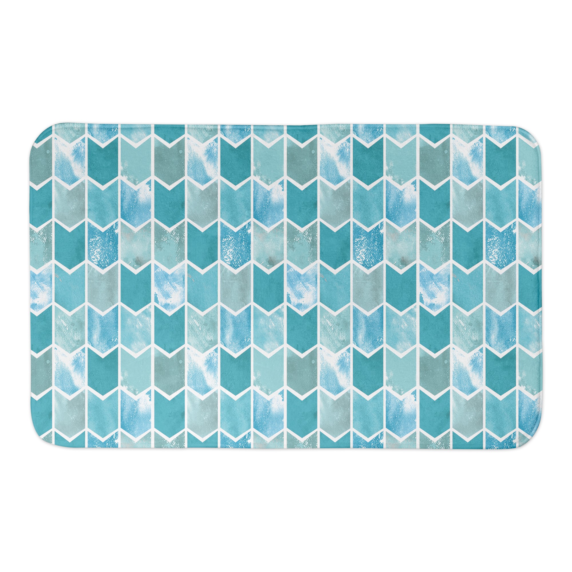 Blue Watercolor Chevron 34x21 Bath Mat