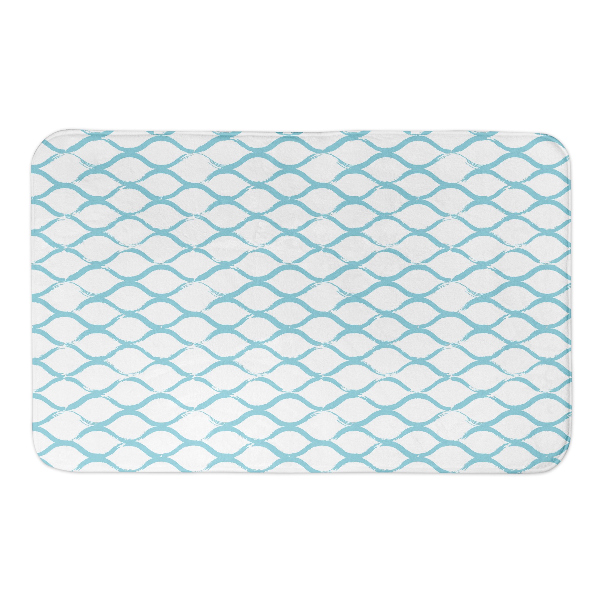 Teal Fishnet Pattern 34x21 Bath Mat