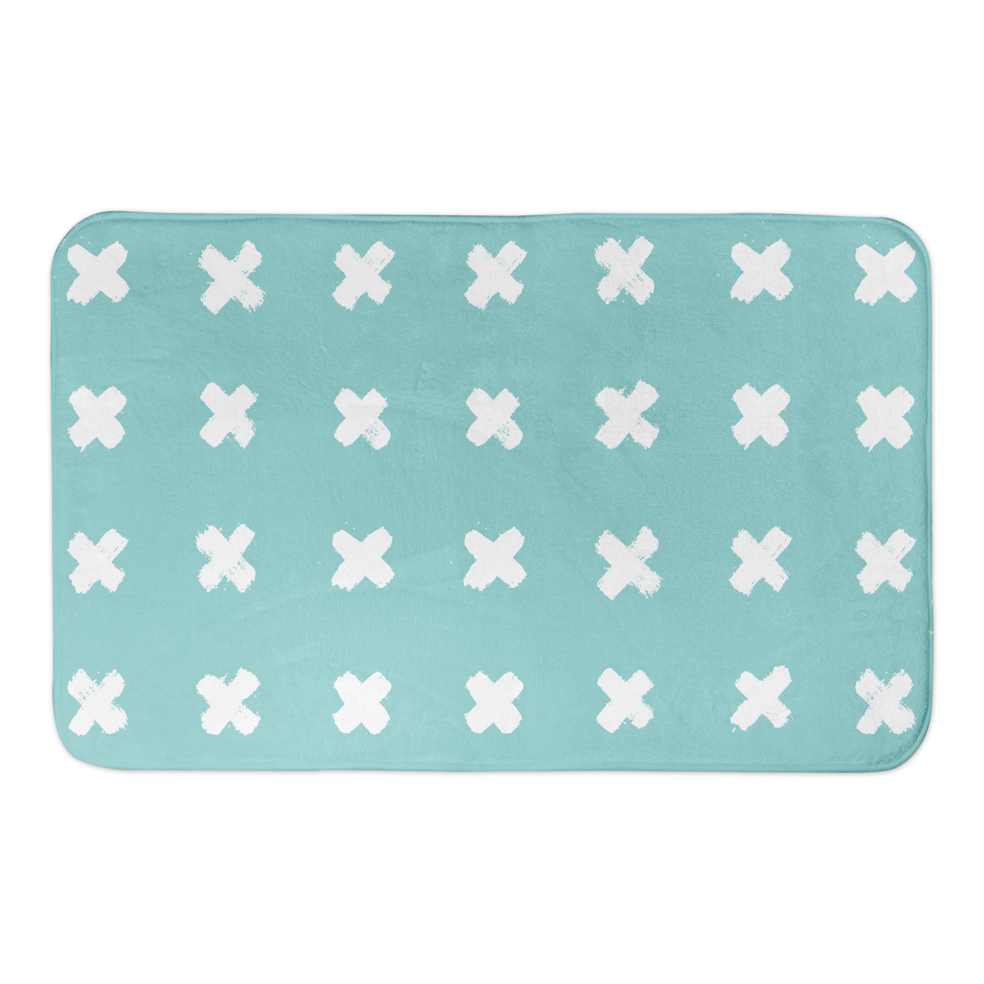 Teal Crosses 34x21 Bath Mat