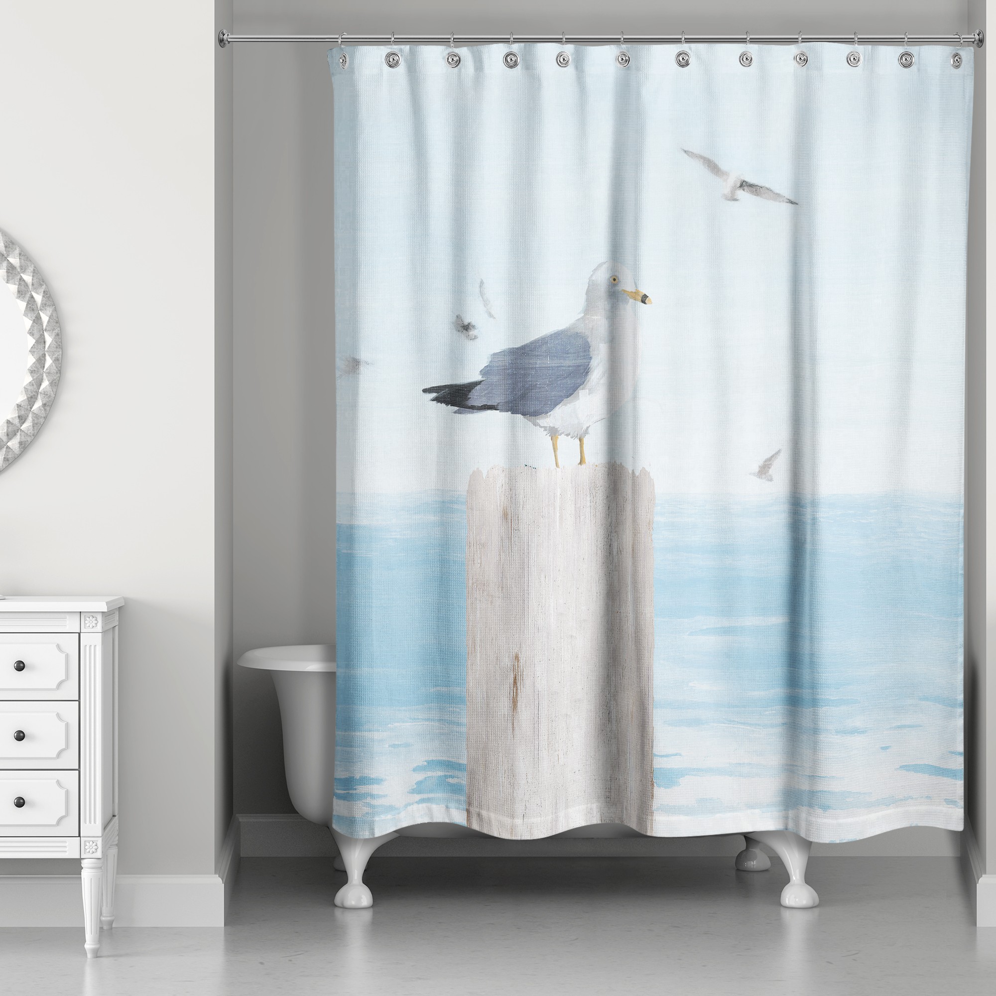 Seagull Beach Scene 71x74 Shower Curtain
