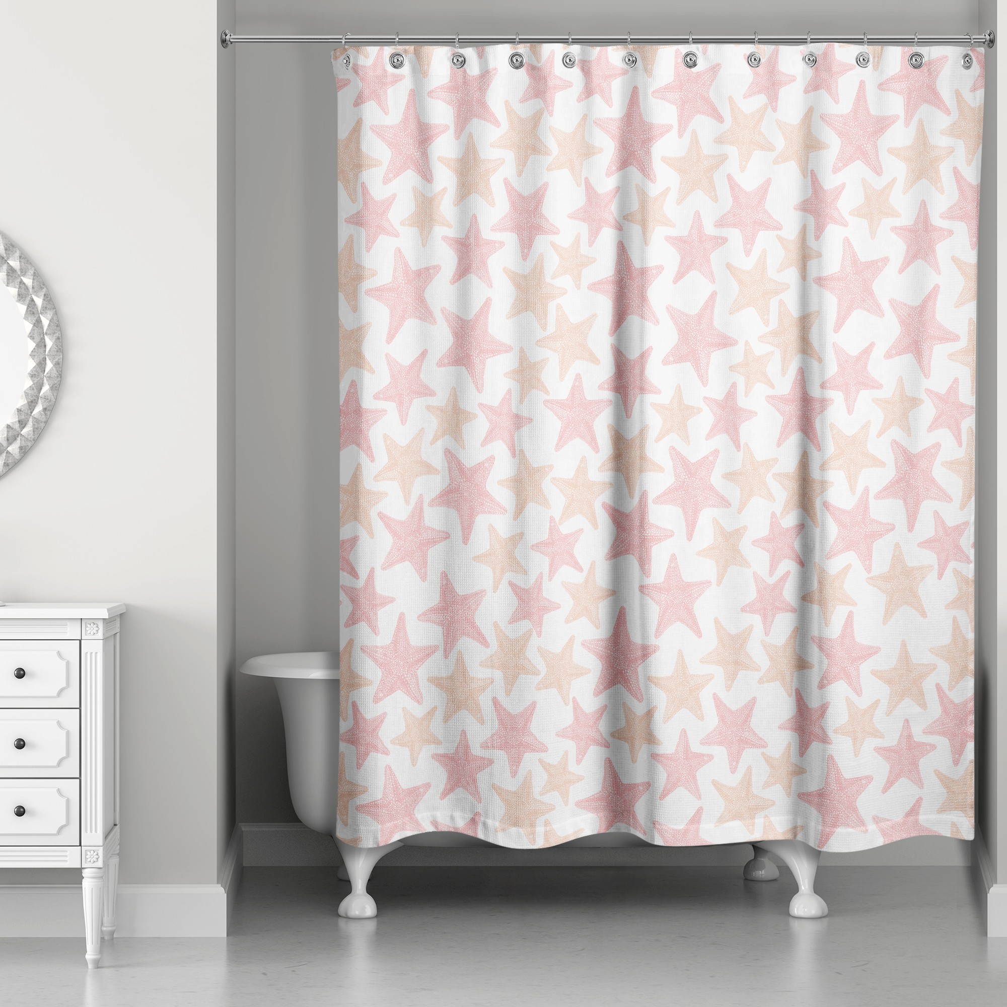 Coral Starfish Pattern 71x74 Shower Curtain