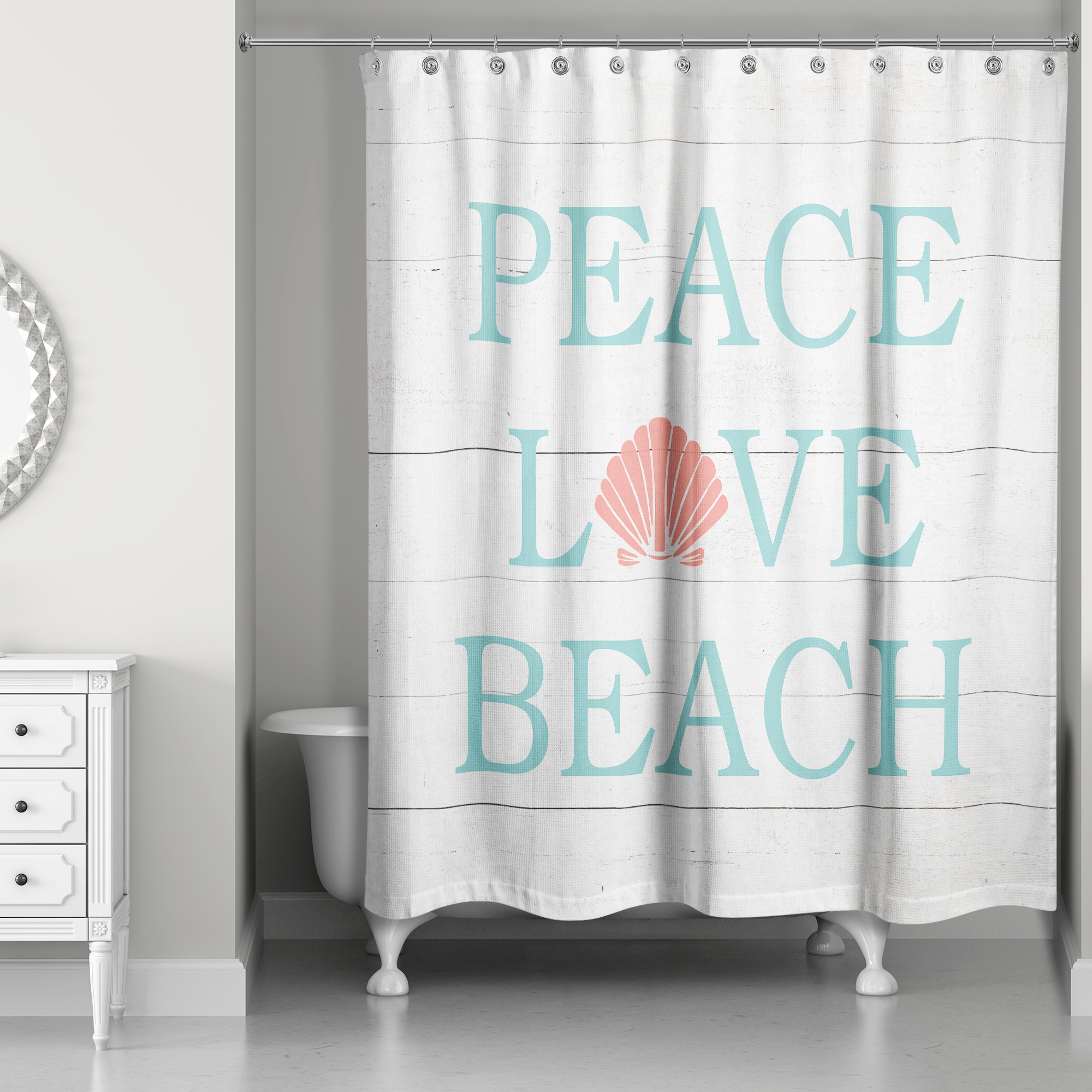 Peace Love Beach 71x74 Shower Curtain
