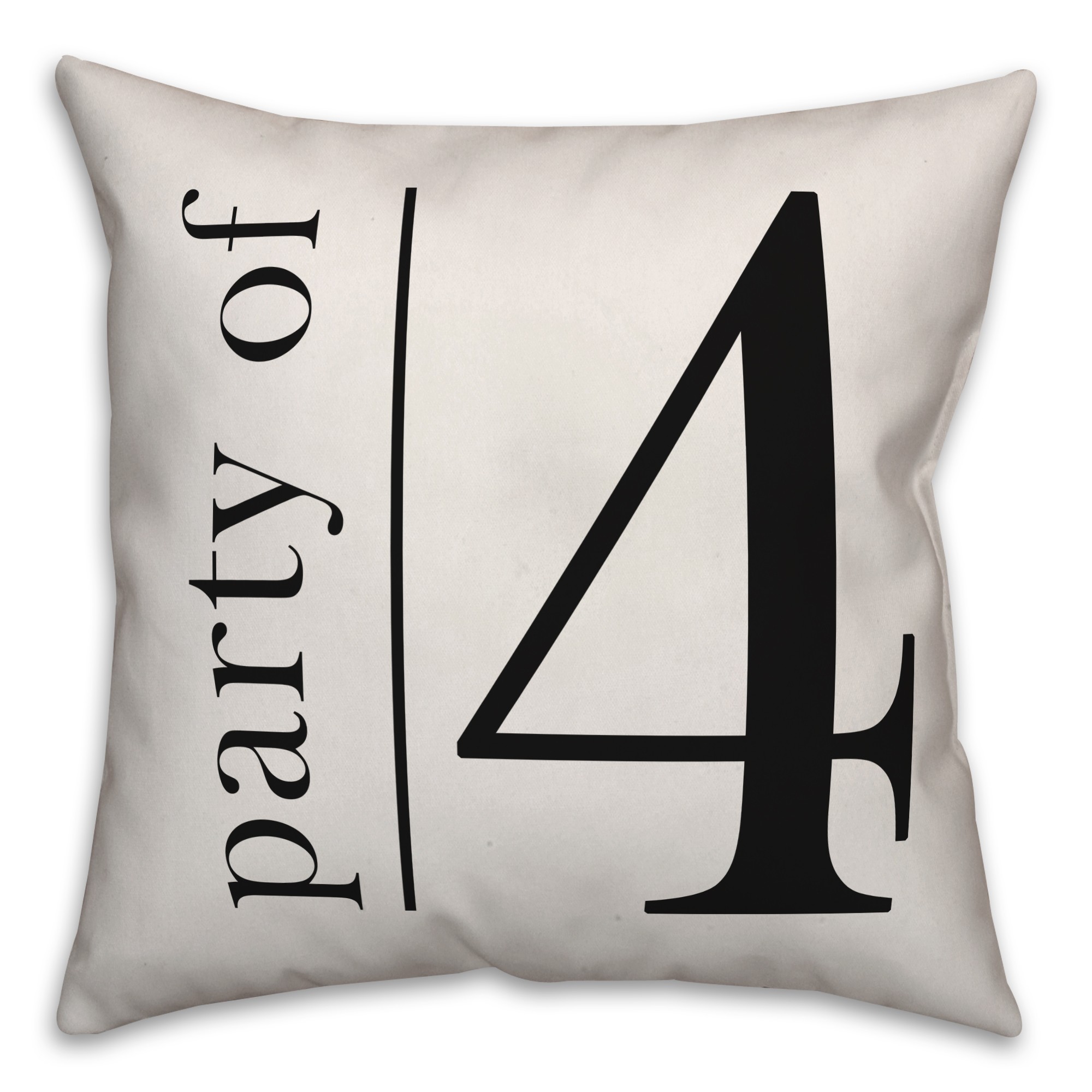 Party of 4 - Black and White 18x18 Spun Poly Pillow