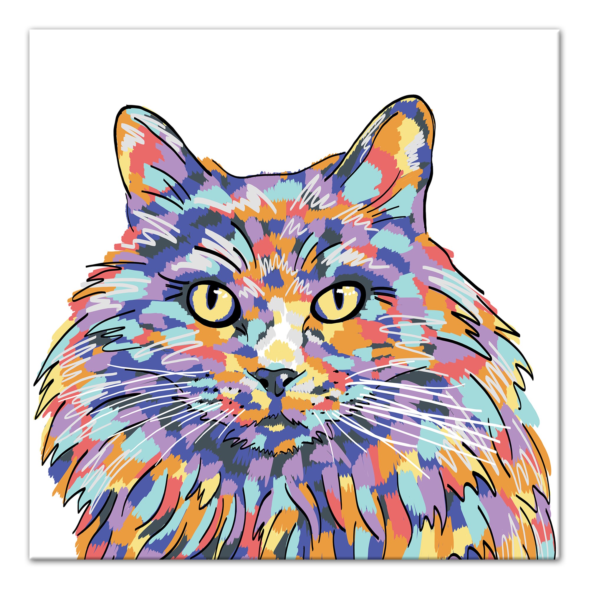 Watercolor Long Hair Cat Wall Art