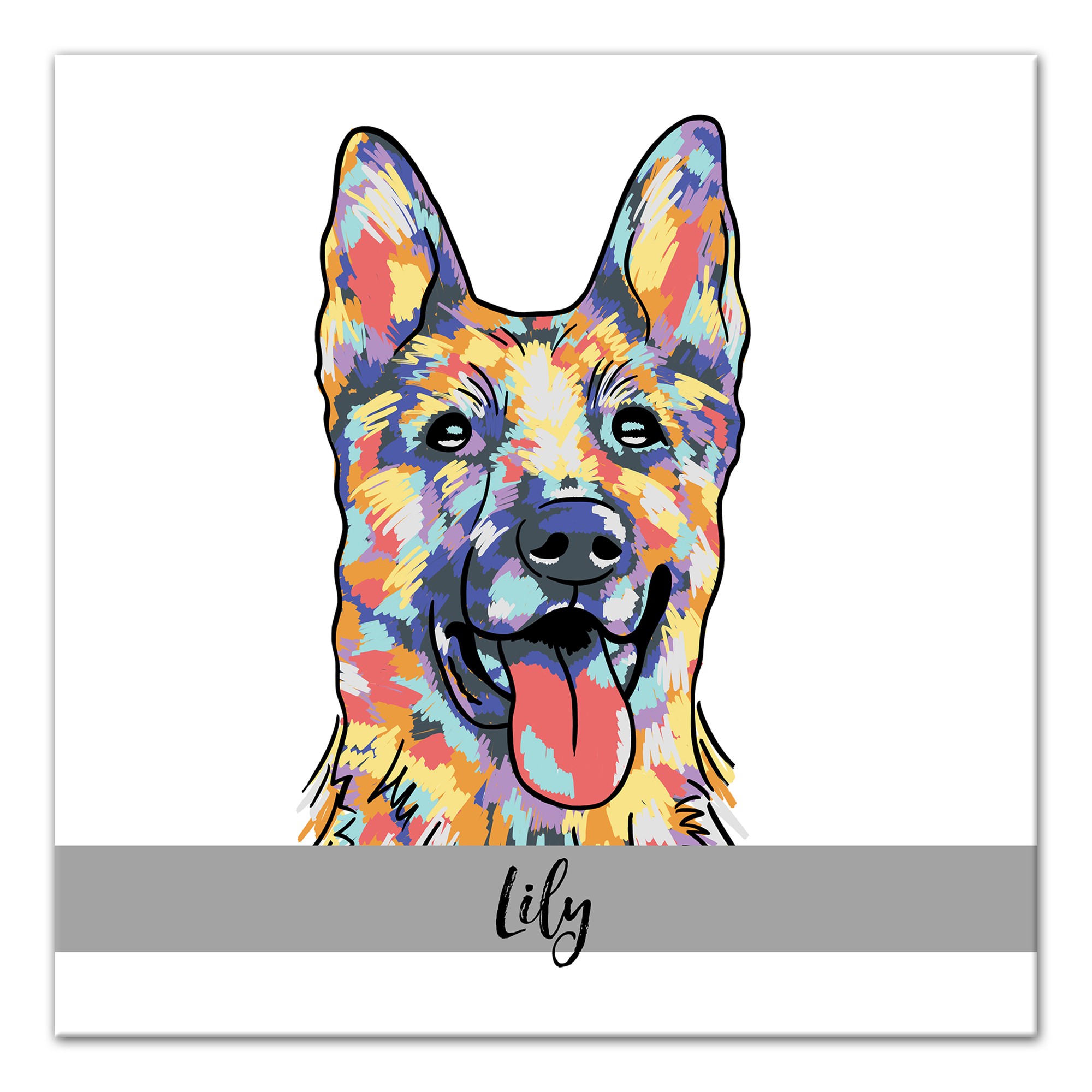 Personalized Watercolor German Shepard Wall Art