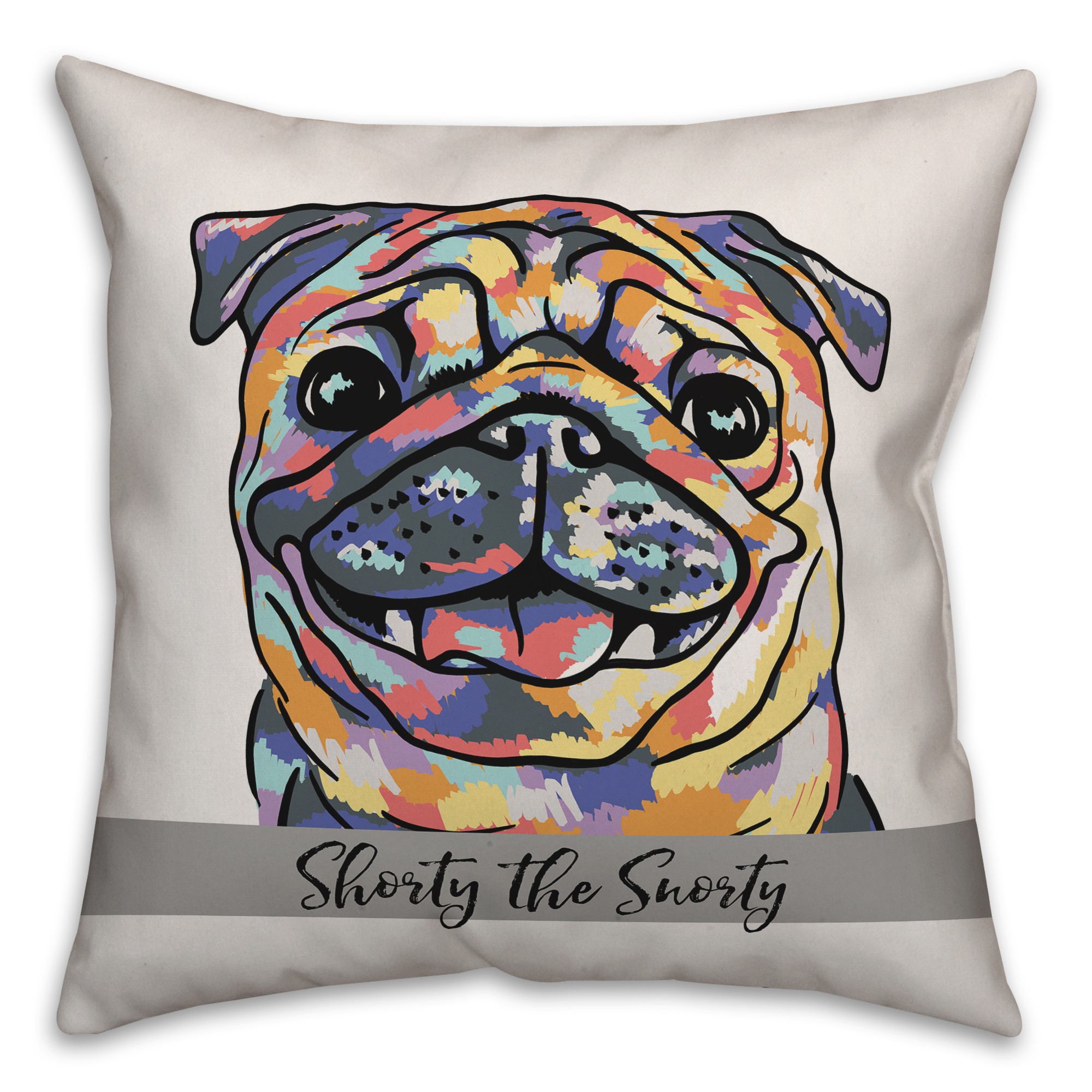 Personalized Watercolor Pug Pillow