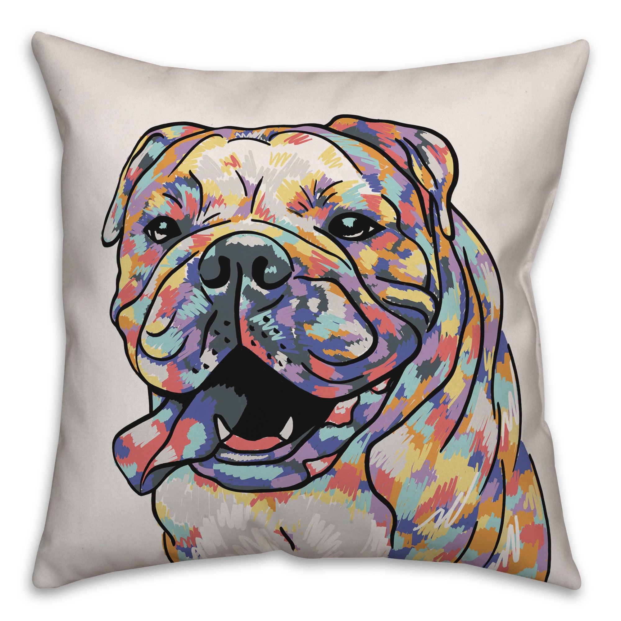 Watercolor Bulldog Pillow