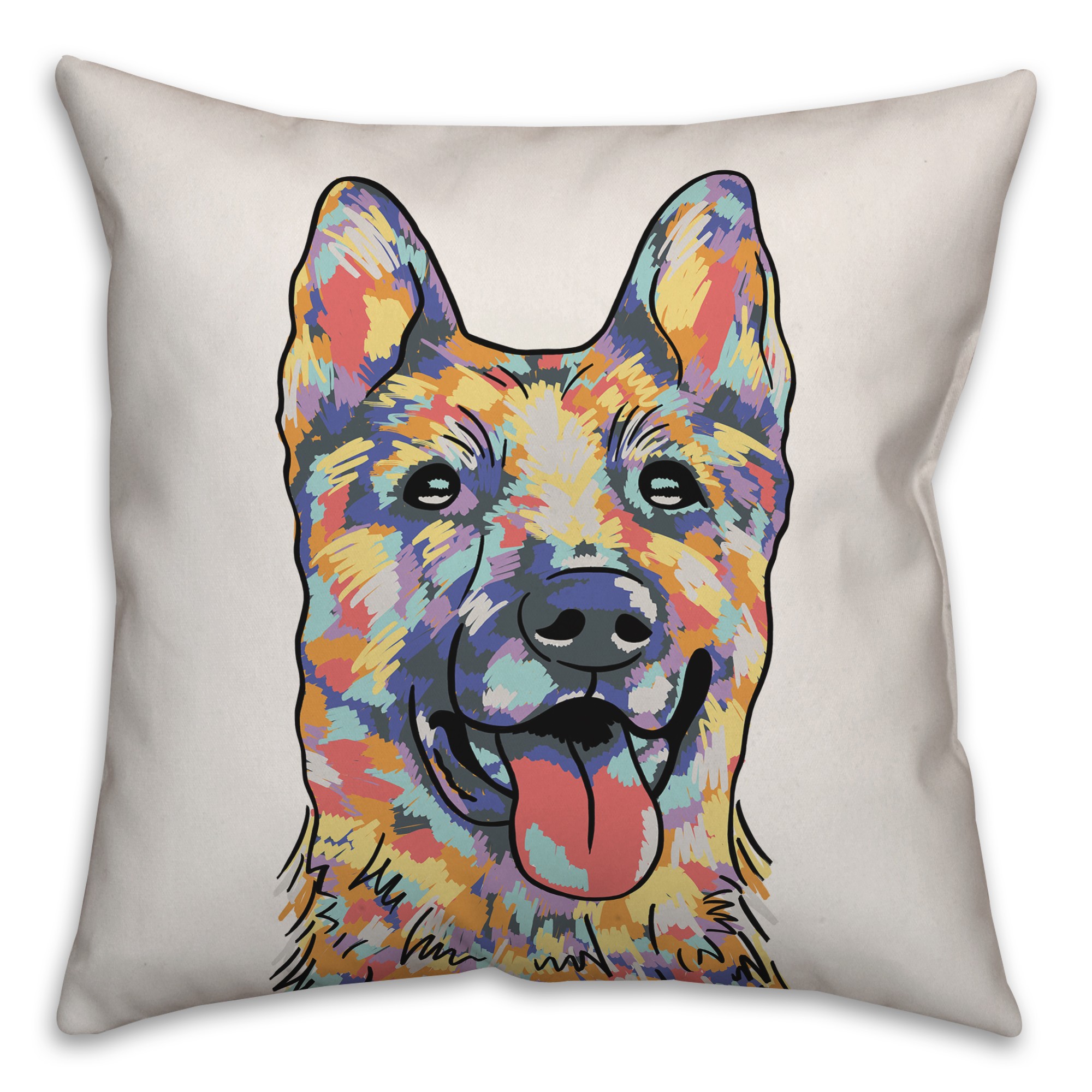 Watercolor German Shepherd Pillow