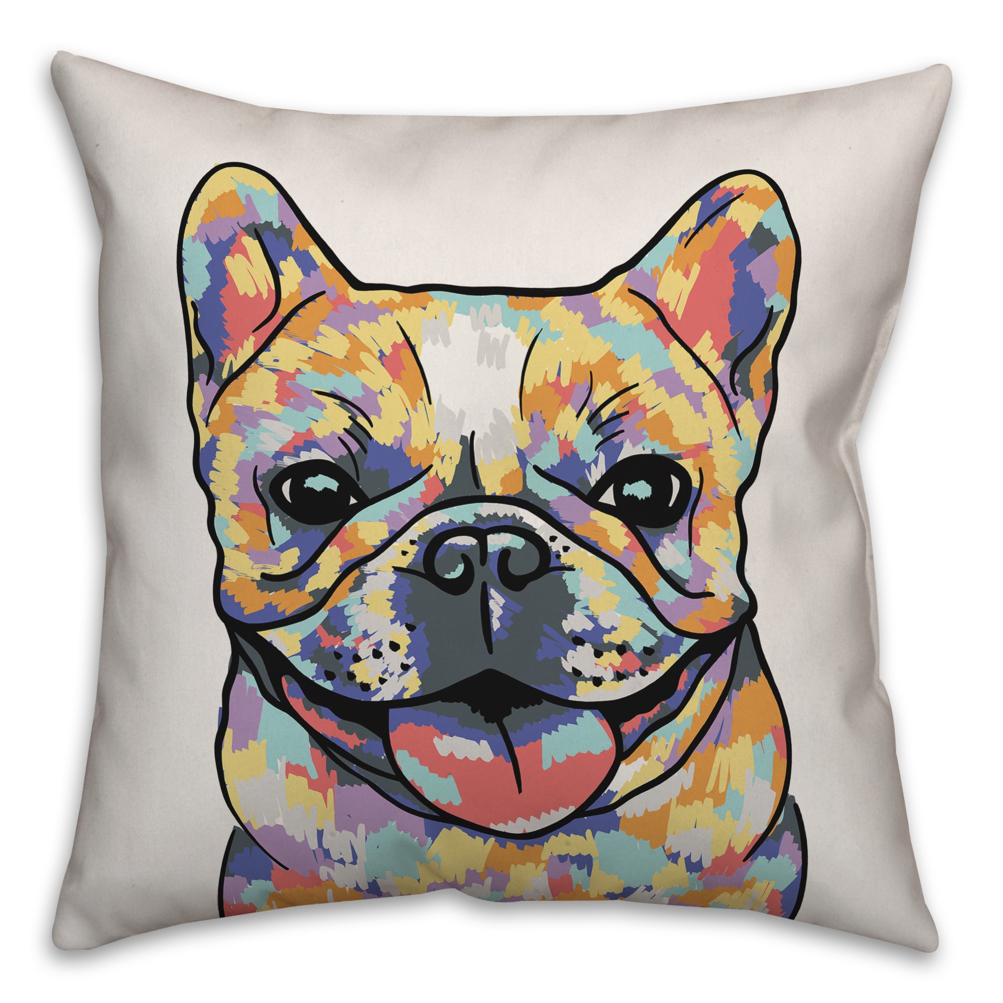 Watercolor French Bulldog Pillow