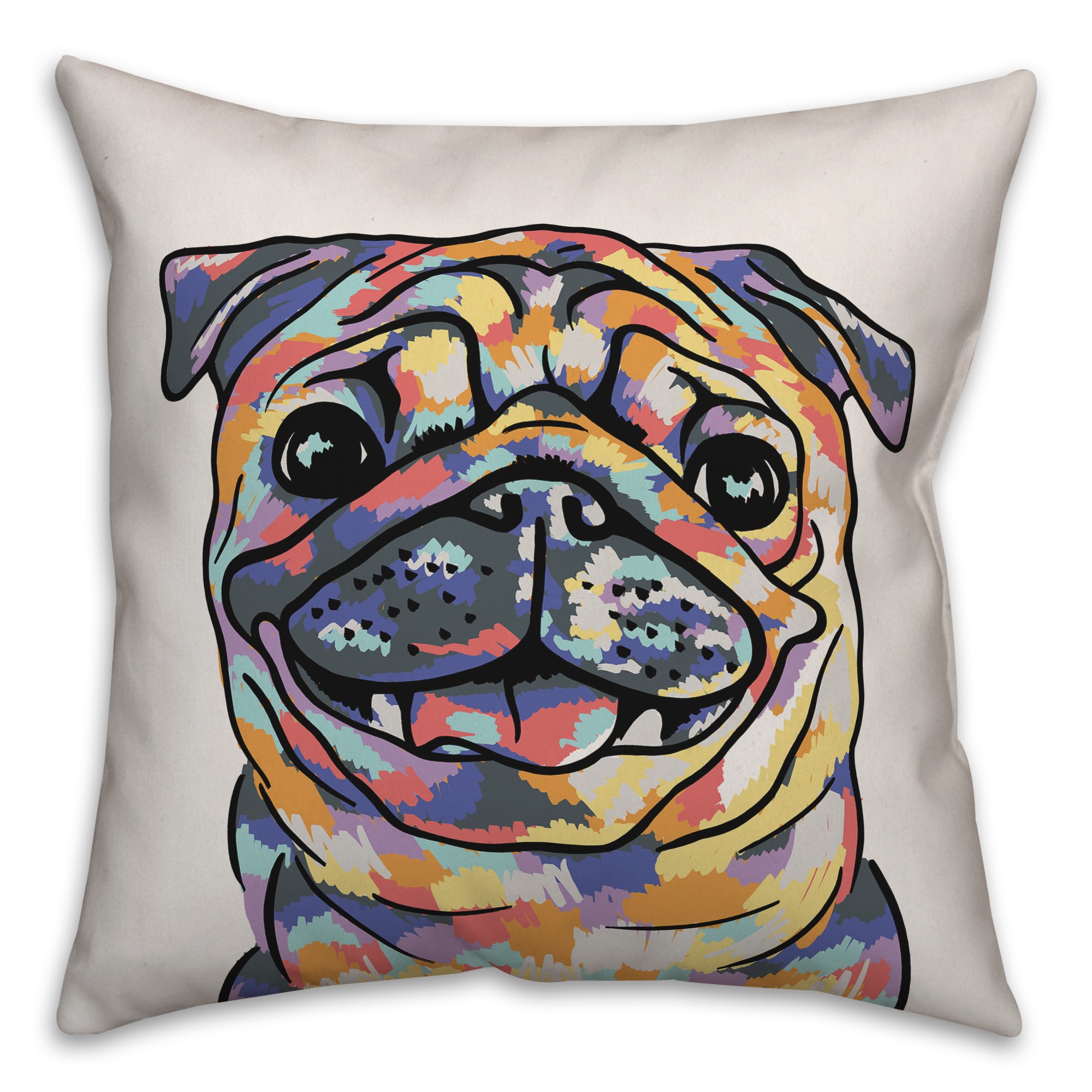 Watercolor Pug Pillow