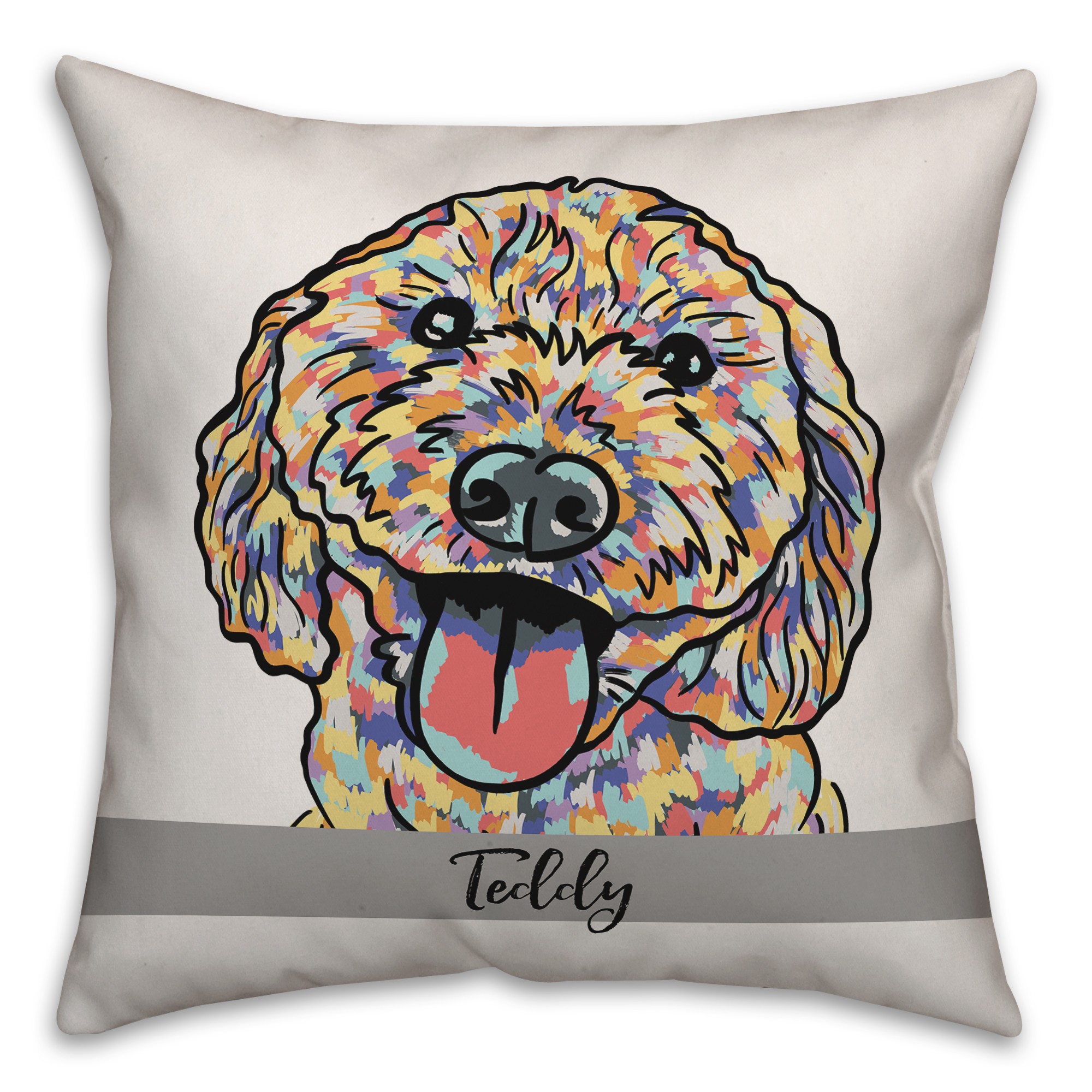 Personalized Watercolor Doodle Pillow