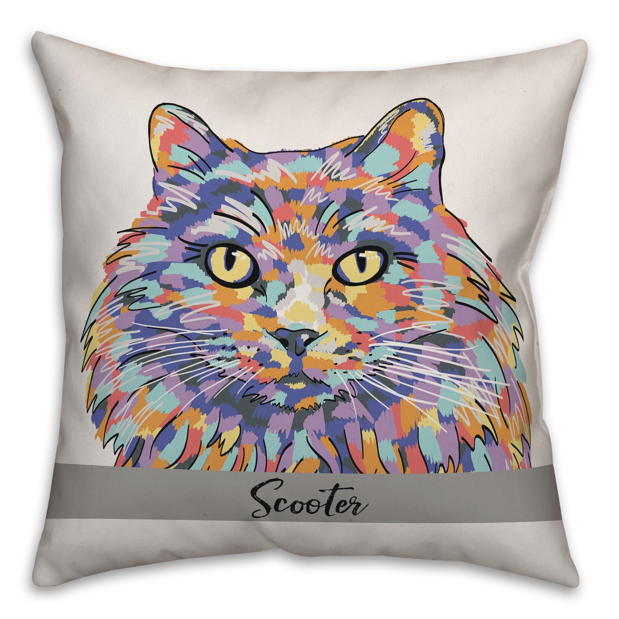 Personalized Watercolor Cat Pillow