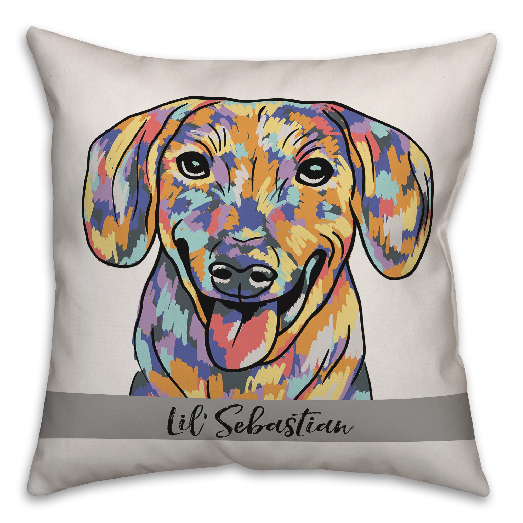Personalized Watercolor Dachshund Pillow