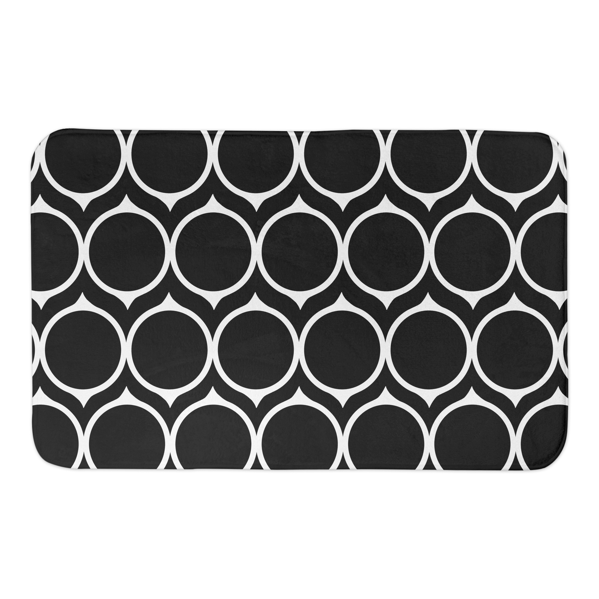 Black Mid Mod Circles 34x21 Bath Mat