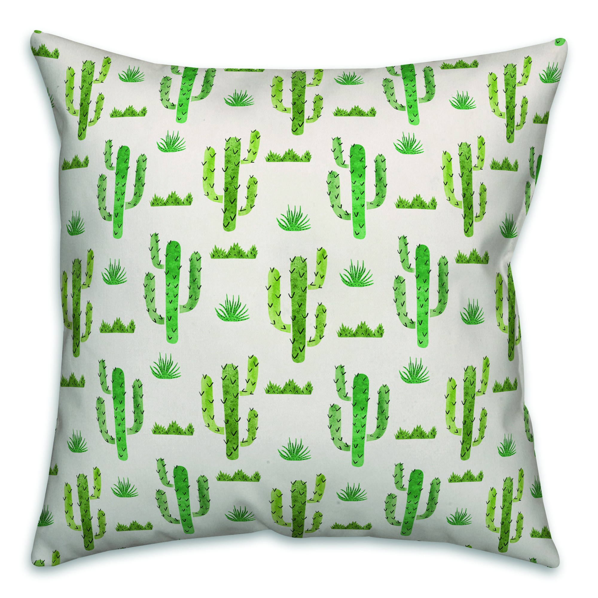Watercolor Cactus Pattern Pillow