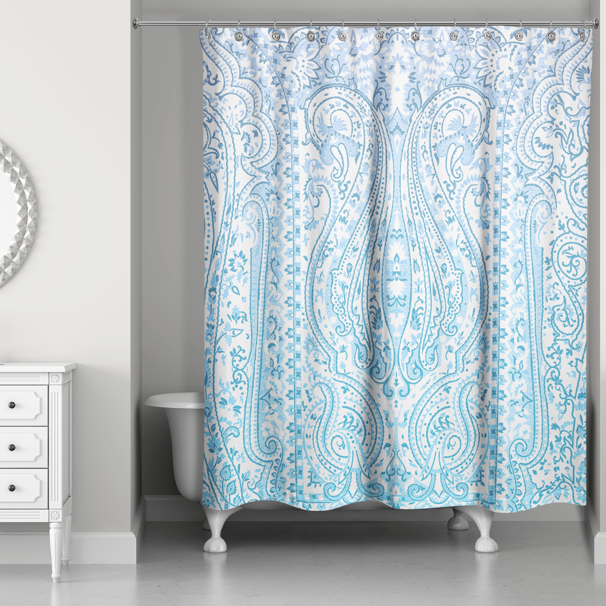 Blue Boho Sketched Tapestry 71x74 Shower Curtain