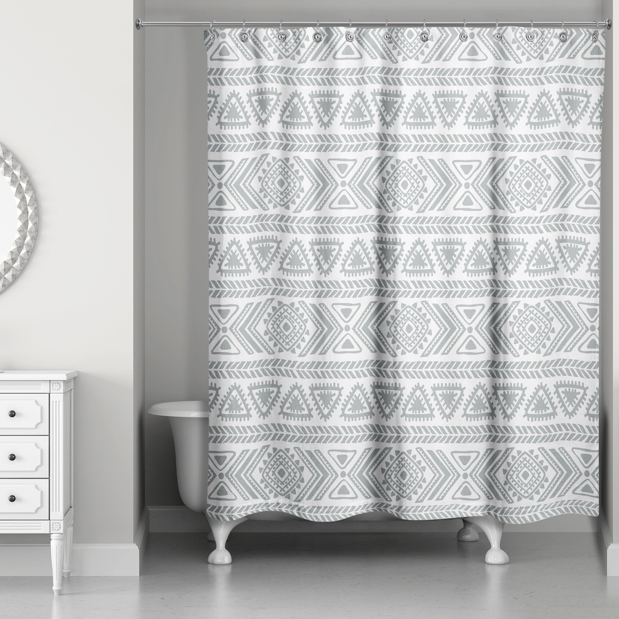 Gray Tribal Stripes 71x74 Shower Curtain