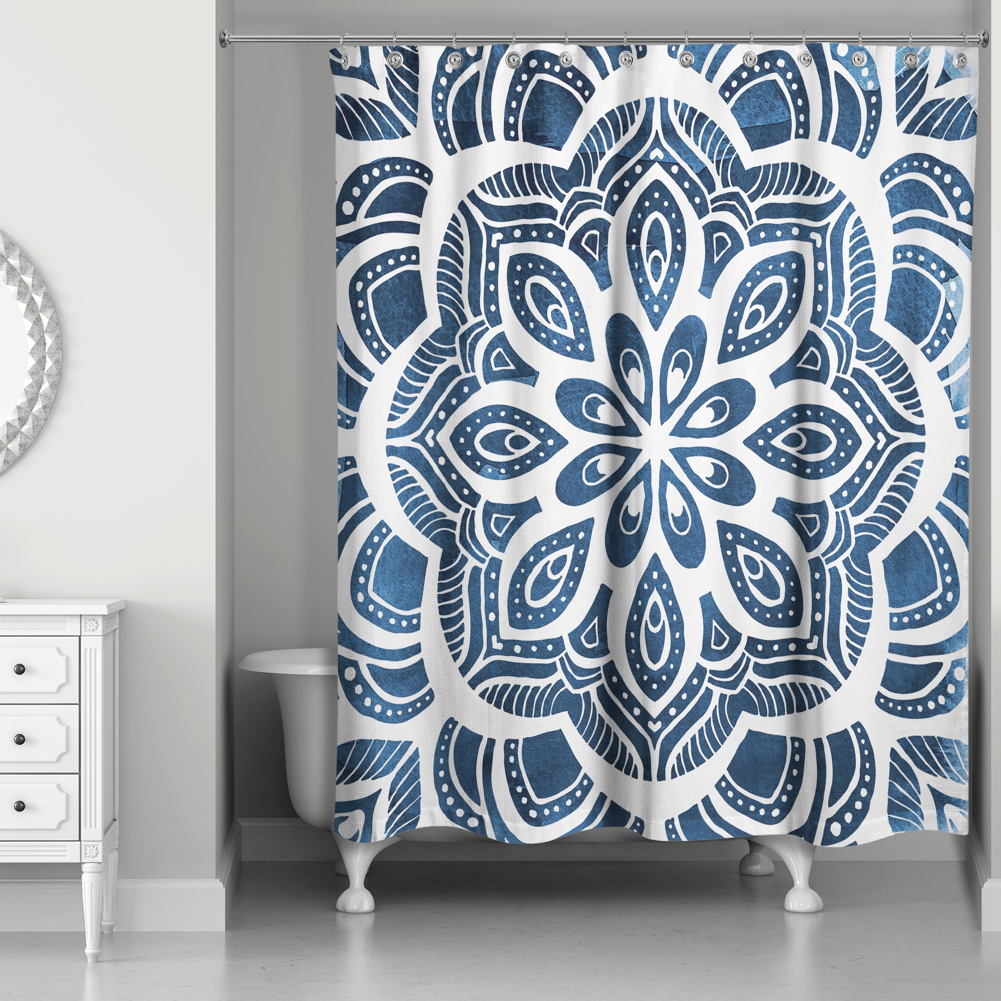 Blue Mandala 71x74 Shower Curtain