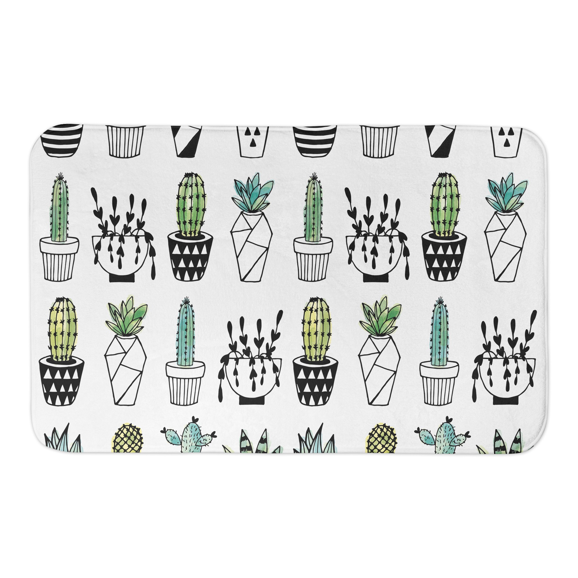 Potted Cacti Print 34x21 Bath Mat