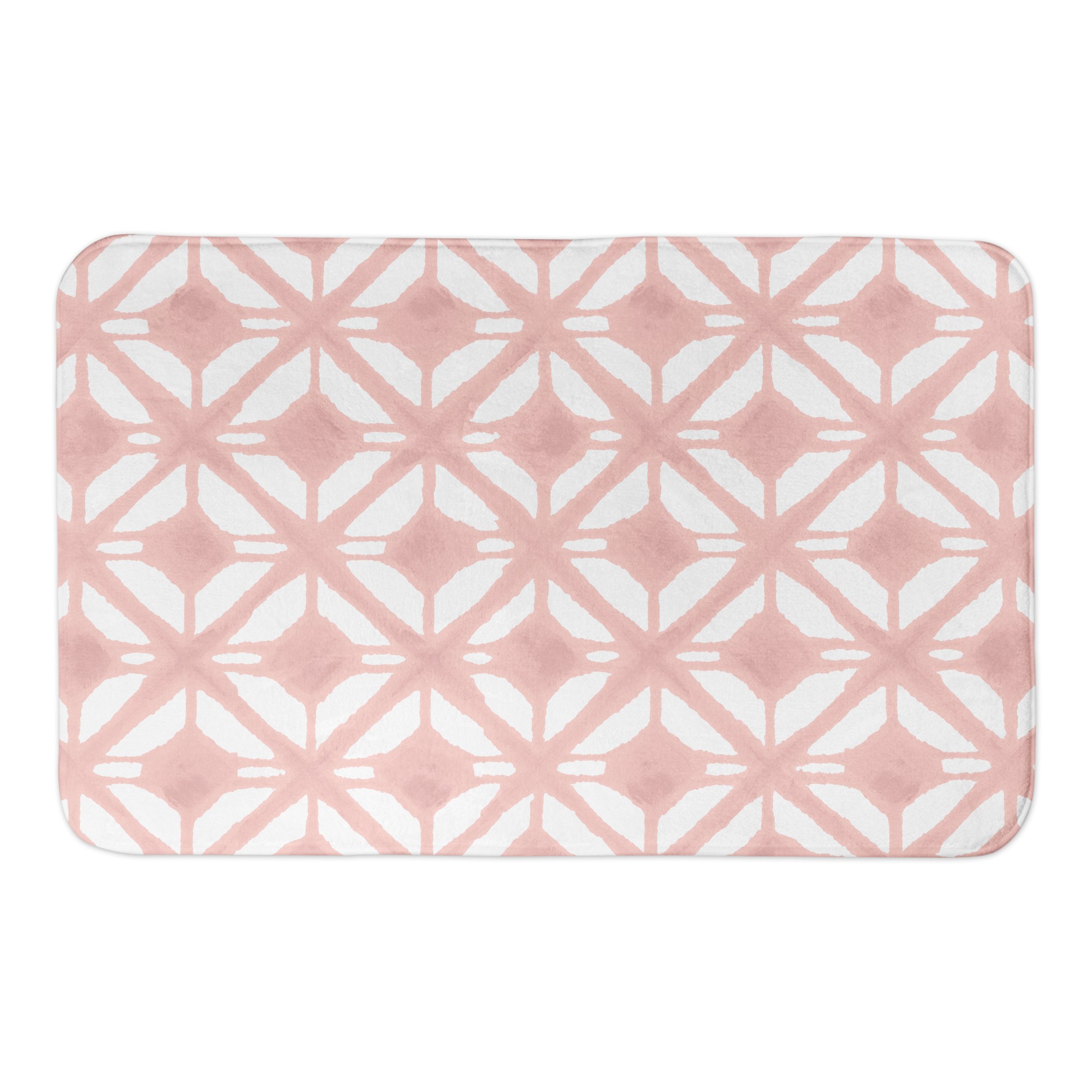 Blush Watercolor Abstract Diamonds 34x21 Bath Mat