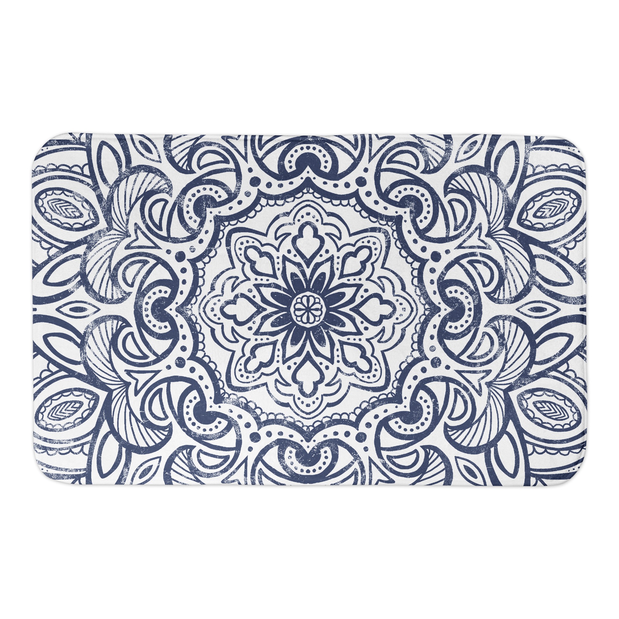 Navy Medallion 34x21 Bath Mat