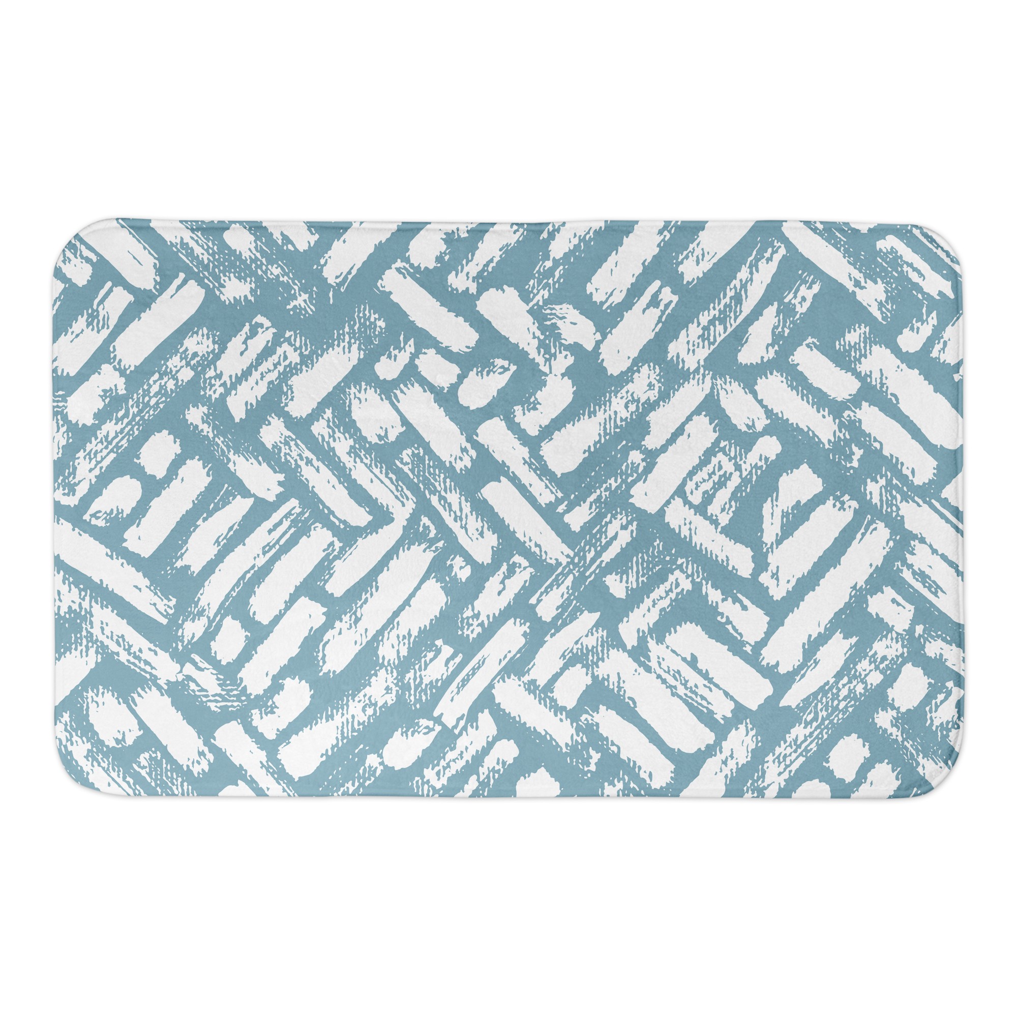 Blue Abstract Strokes 34x21 Bath Mat