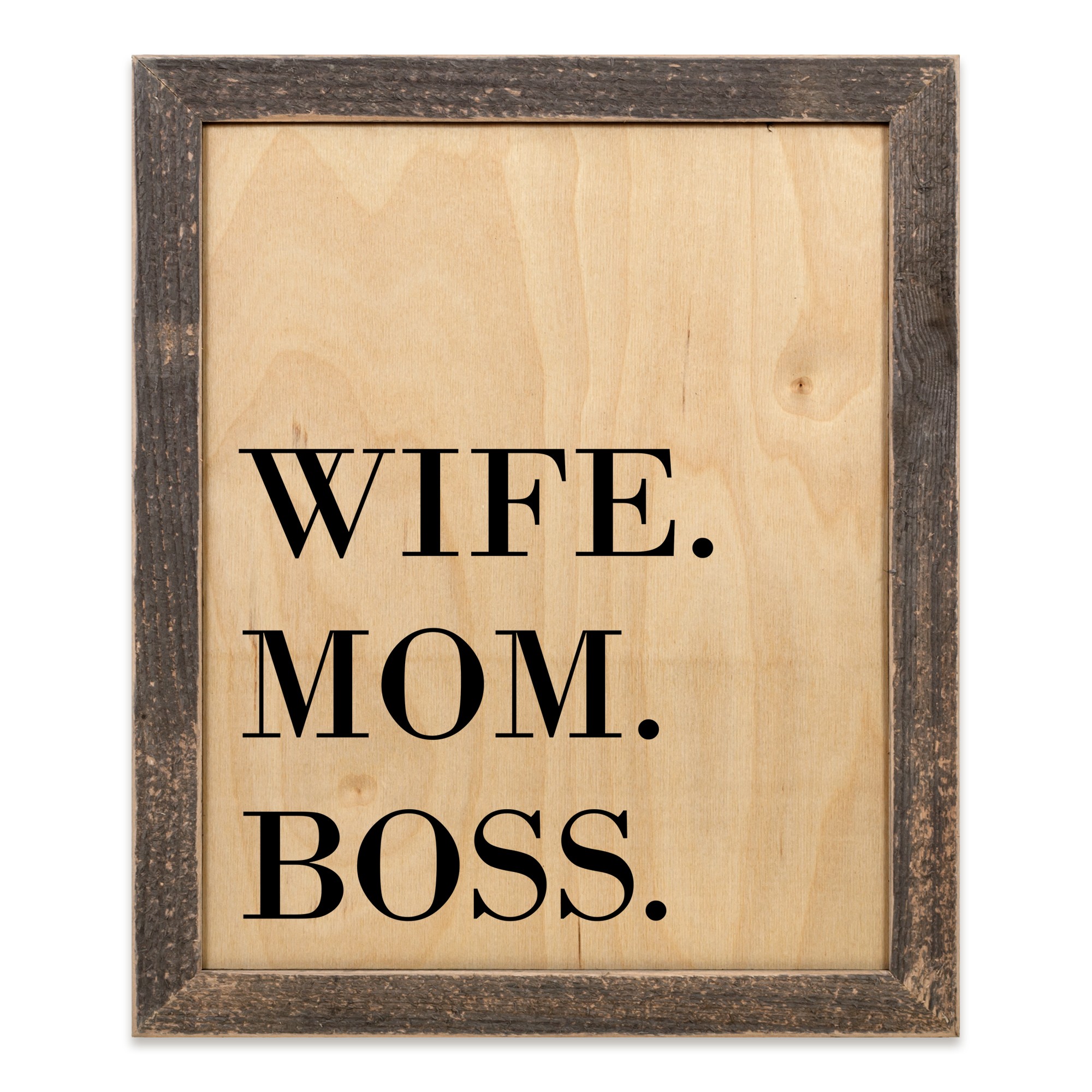 Wife Mom Boss 14x11 Framed Wood Print
