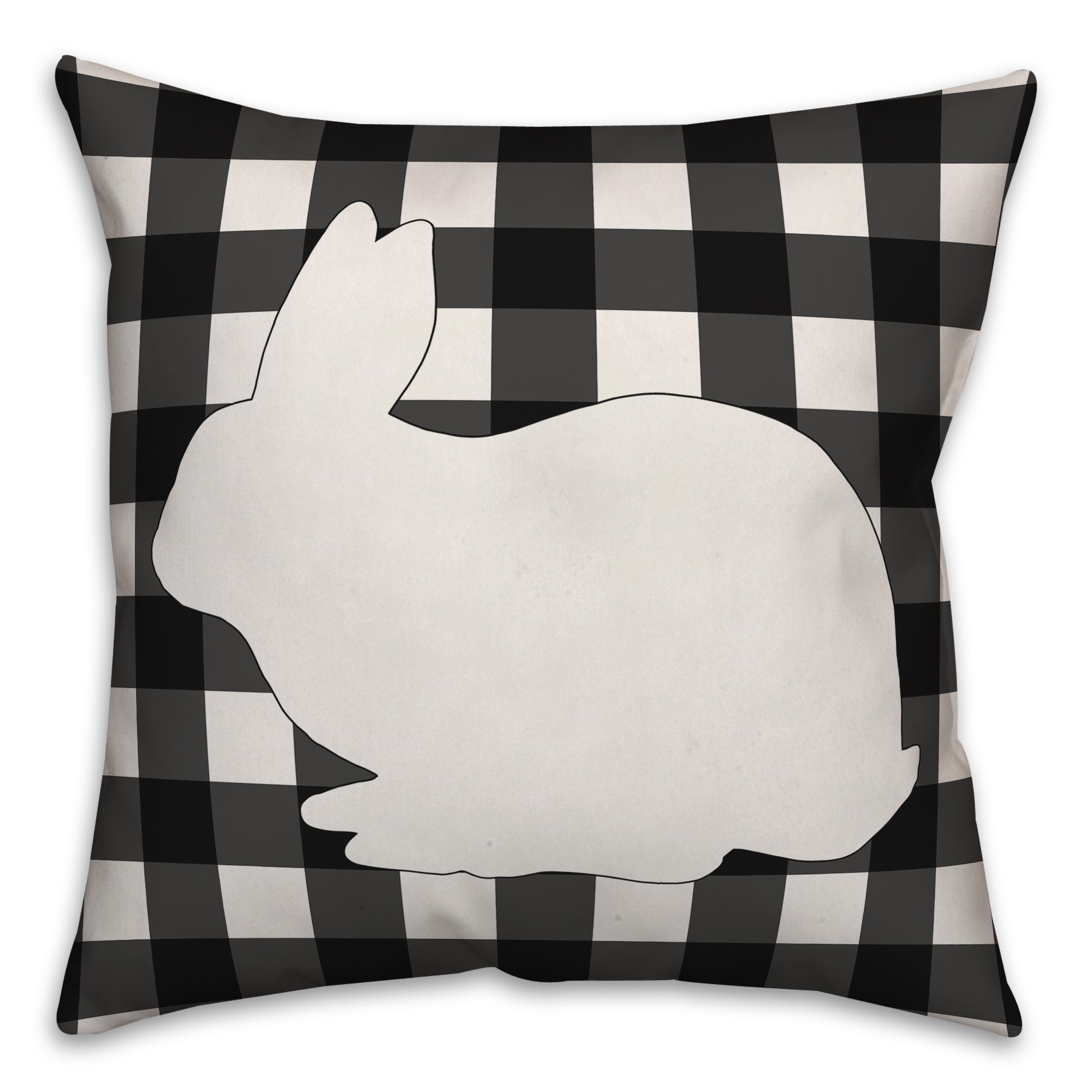Black Buffalo Check Bunny Silhouette Pillow