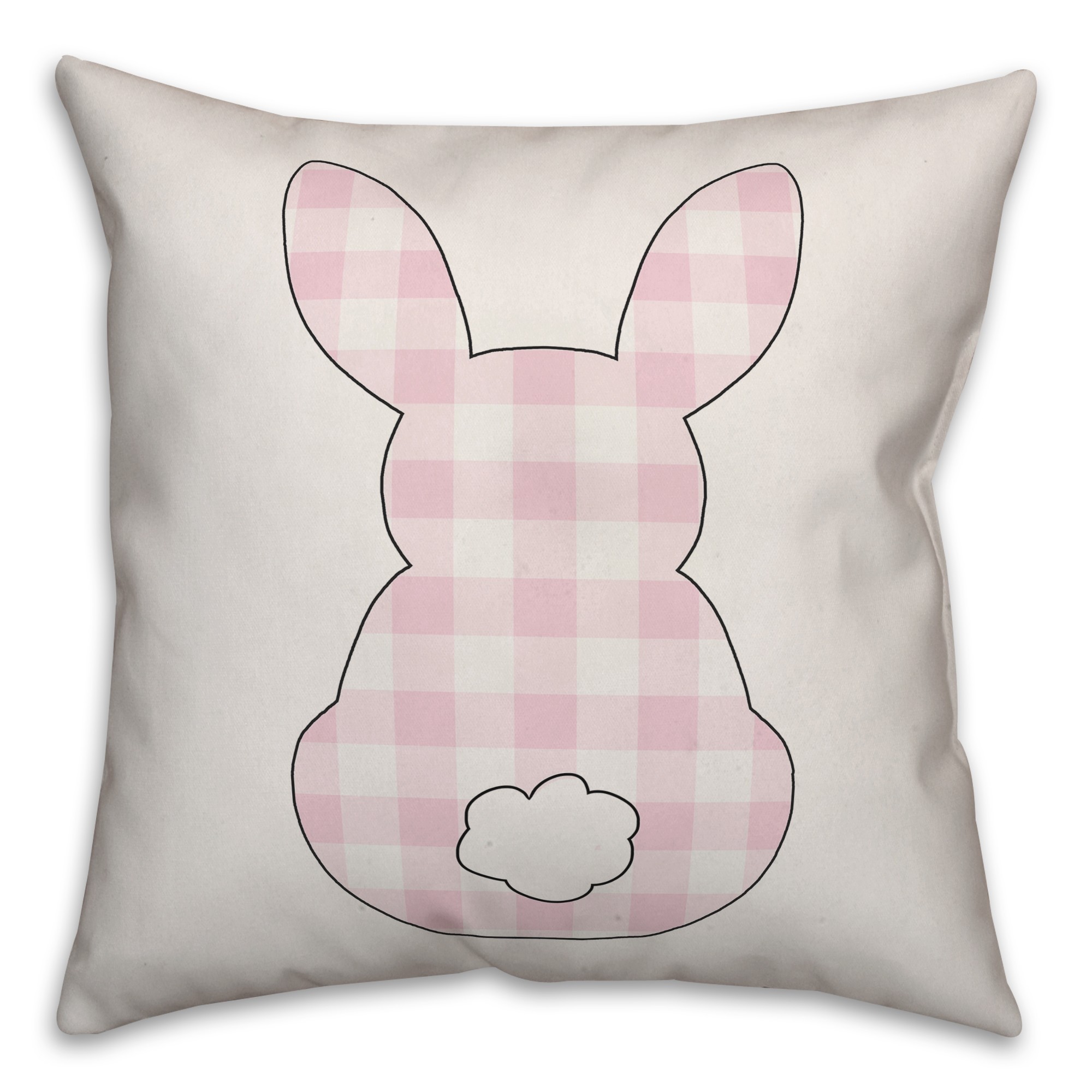 Pink Buffalo Check Sitting Bunny Silhouette Pillow