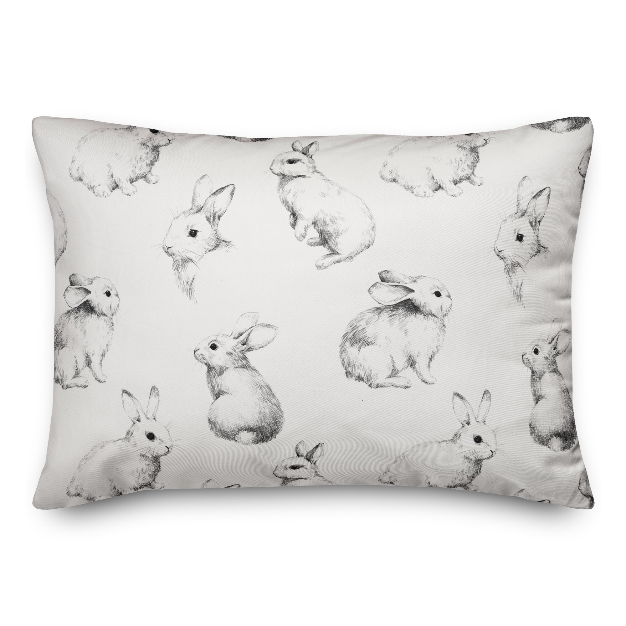 Sketched Bunny Pattern 14x20 Spun Poly Pillow