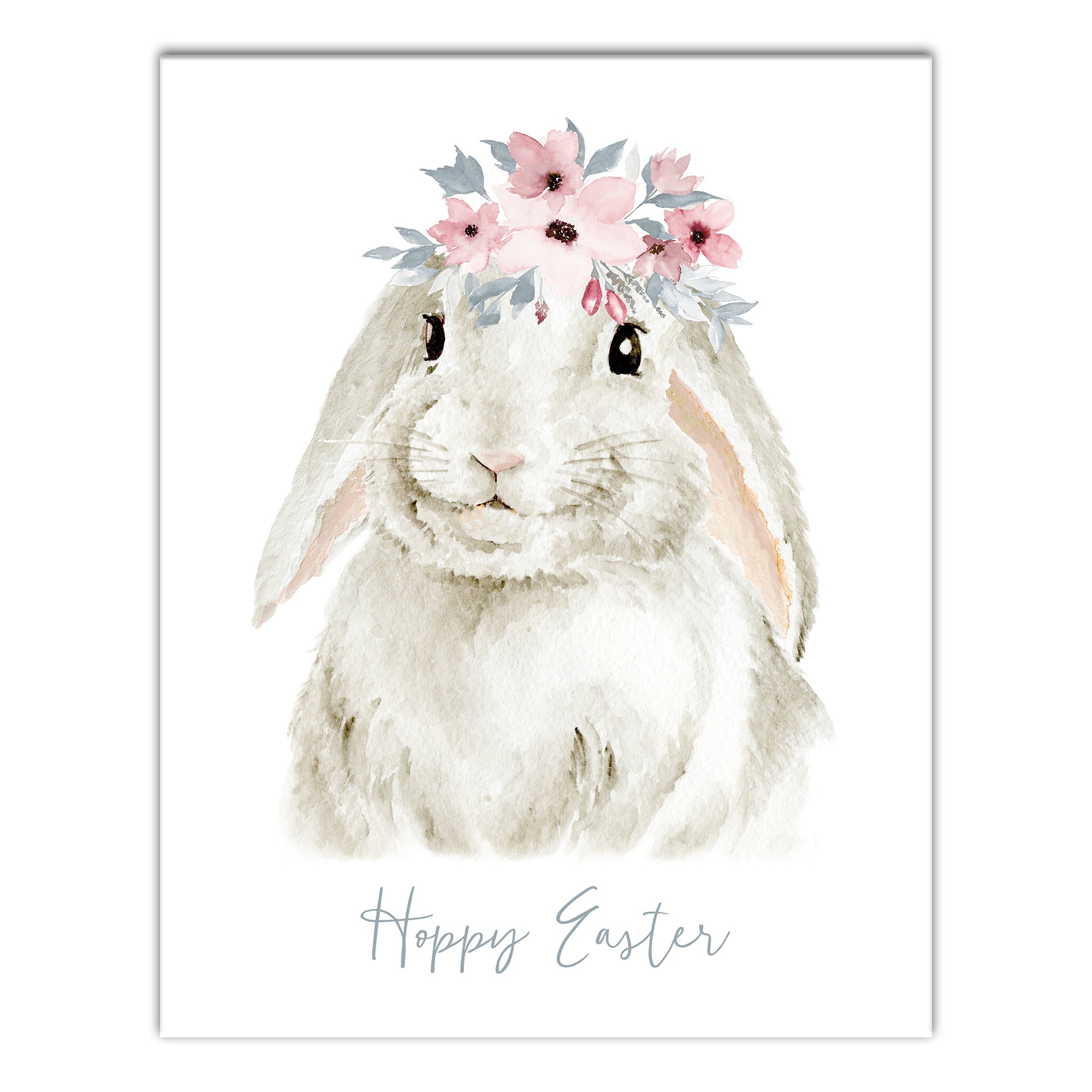 Watercolor Floral Crown Bunny Wall Art