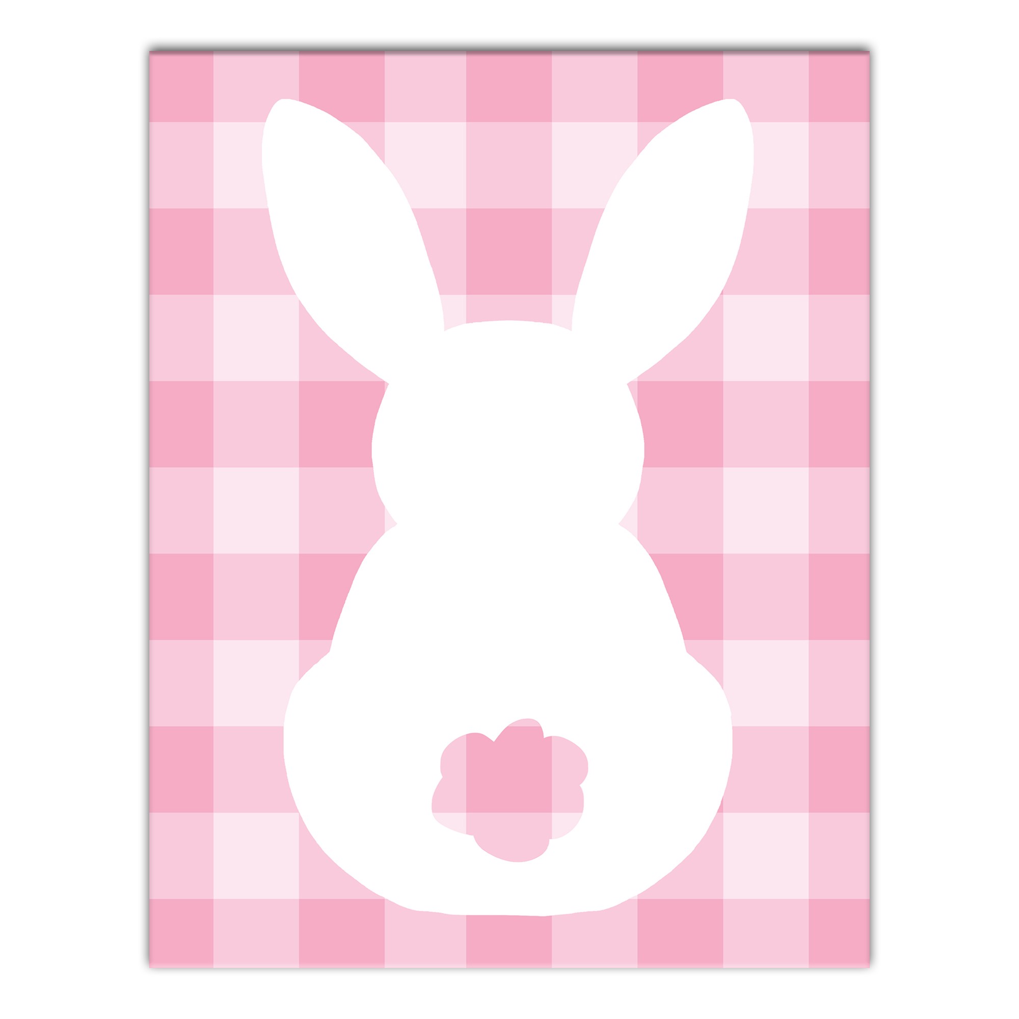 Pink Buffalo Check Bunny Silhouette Wall Art