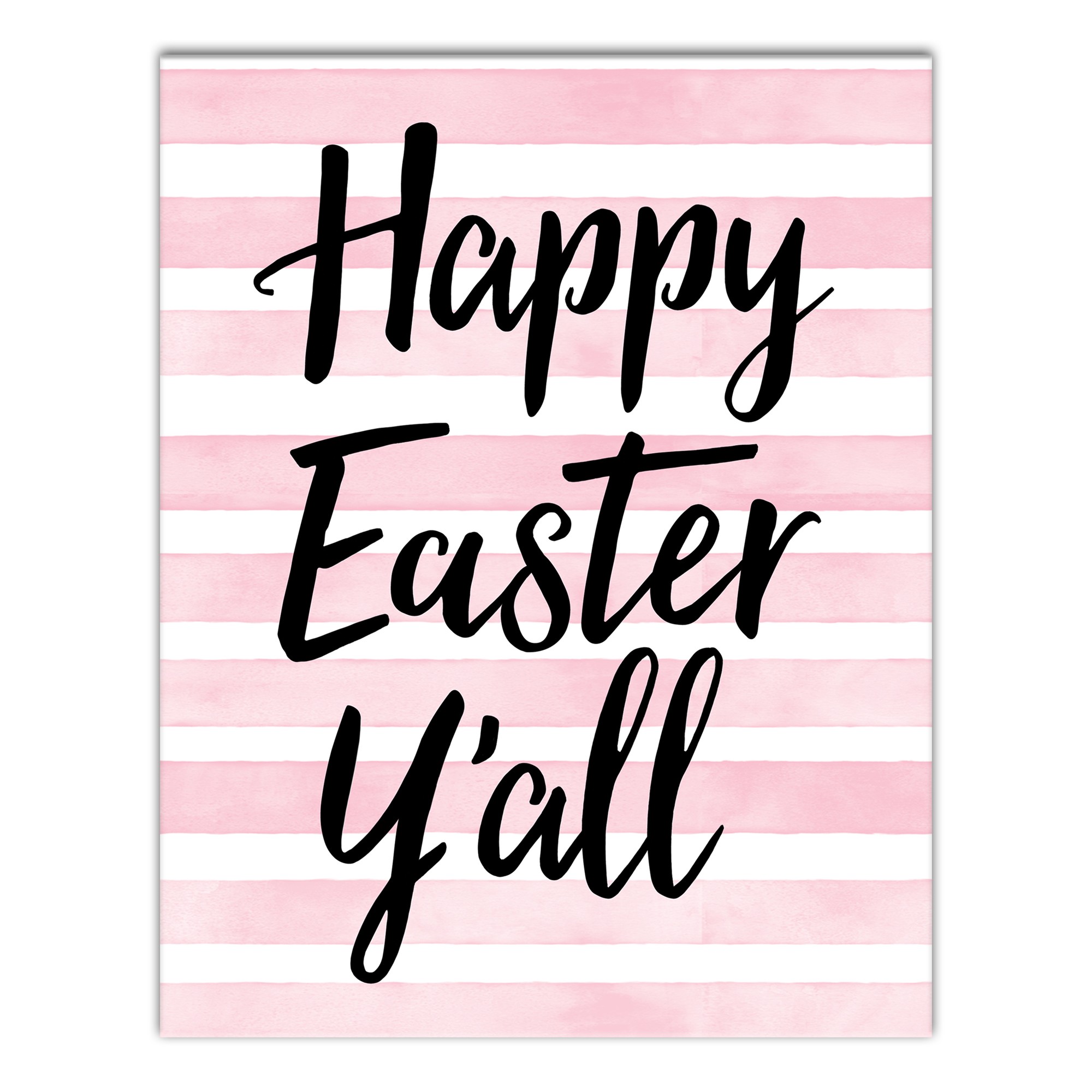 Pink Watercolor Stripes Happy Easter Y'all Wall Art