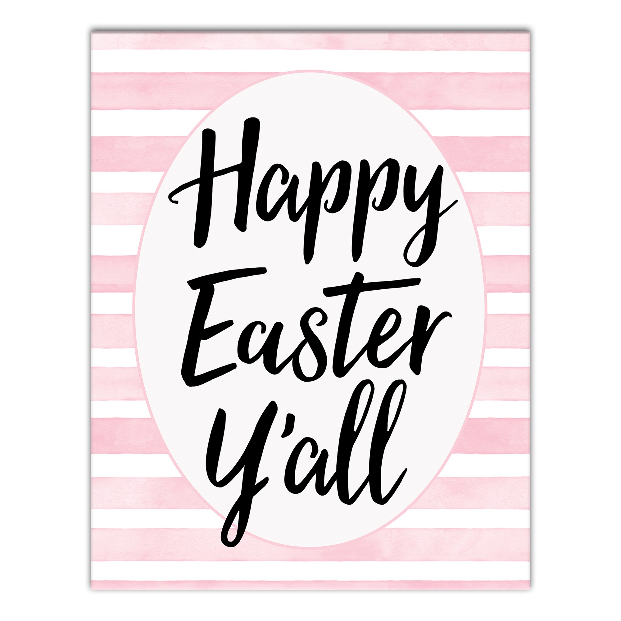 Pink Watercolor Stripes Happy Easter Y'all Wall Art