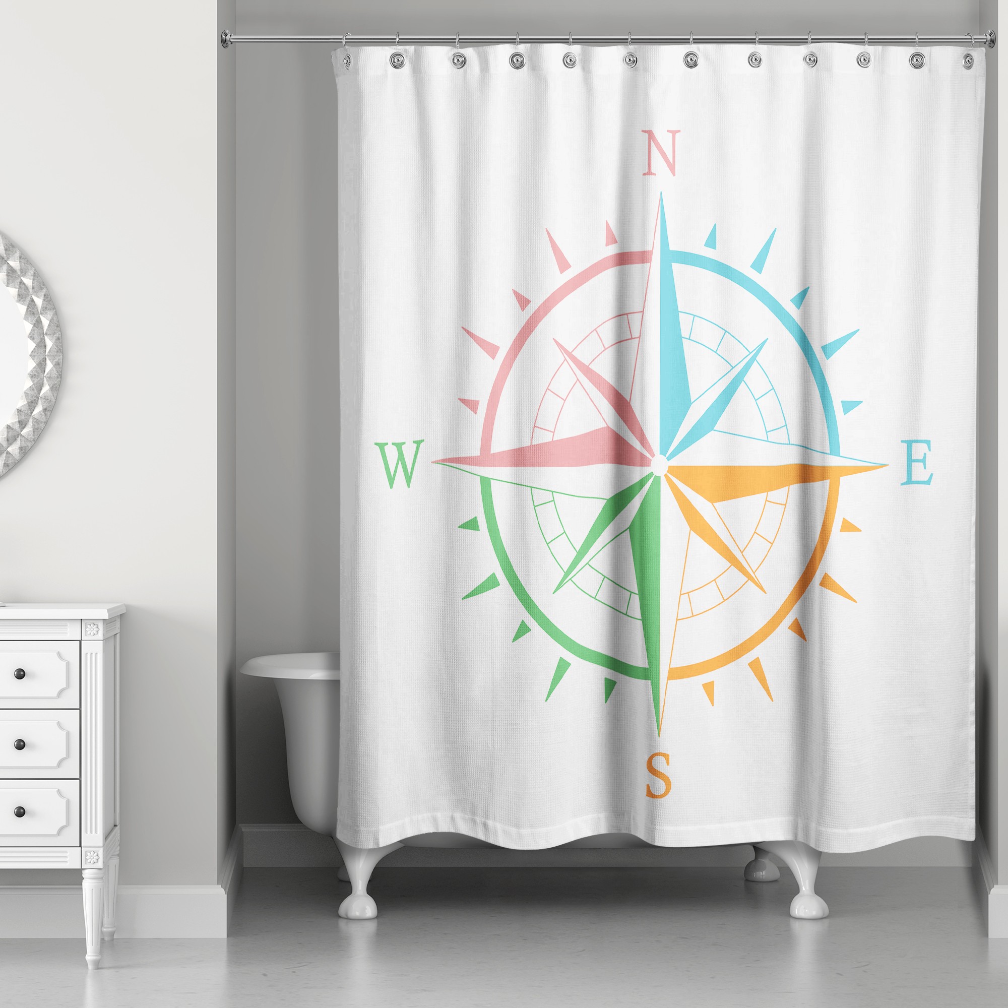 Colorful Compass 71x74 Shower Curtain