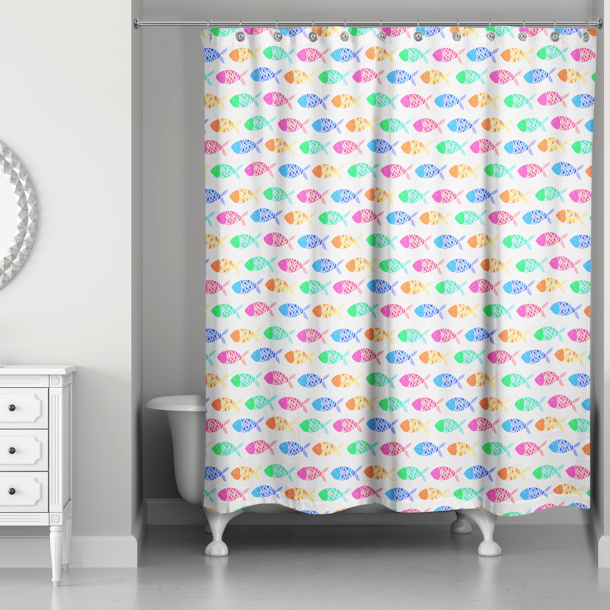 Colorful Fish Pattern 71x74 Shower Curtain