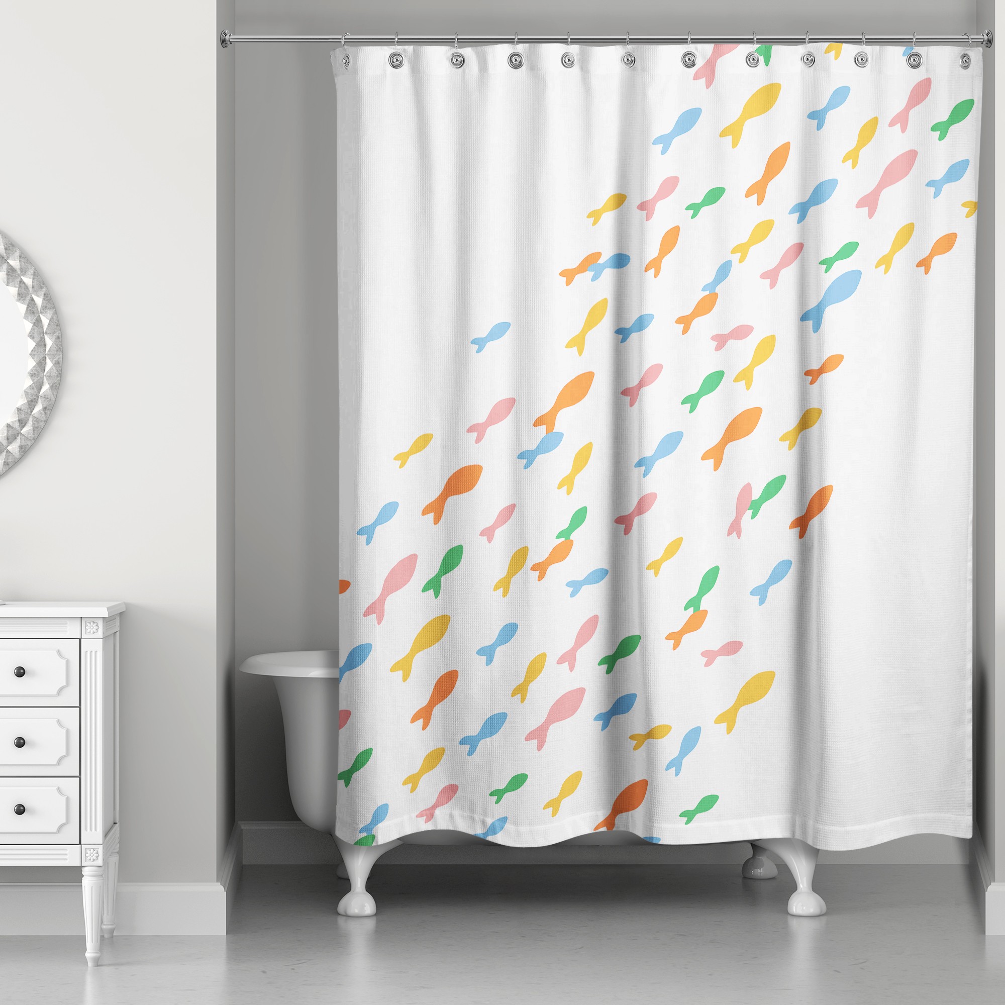 Colorful School of Fish 71x74 Shower Curtain
