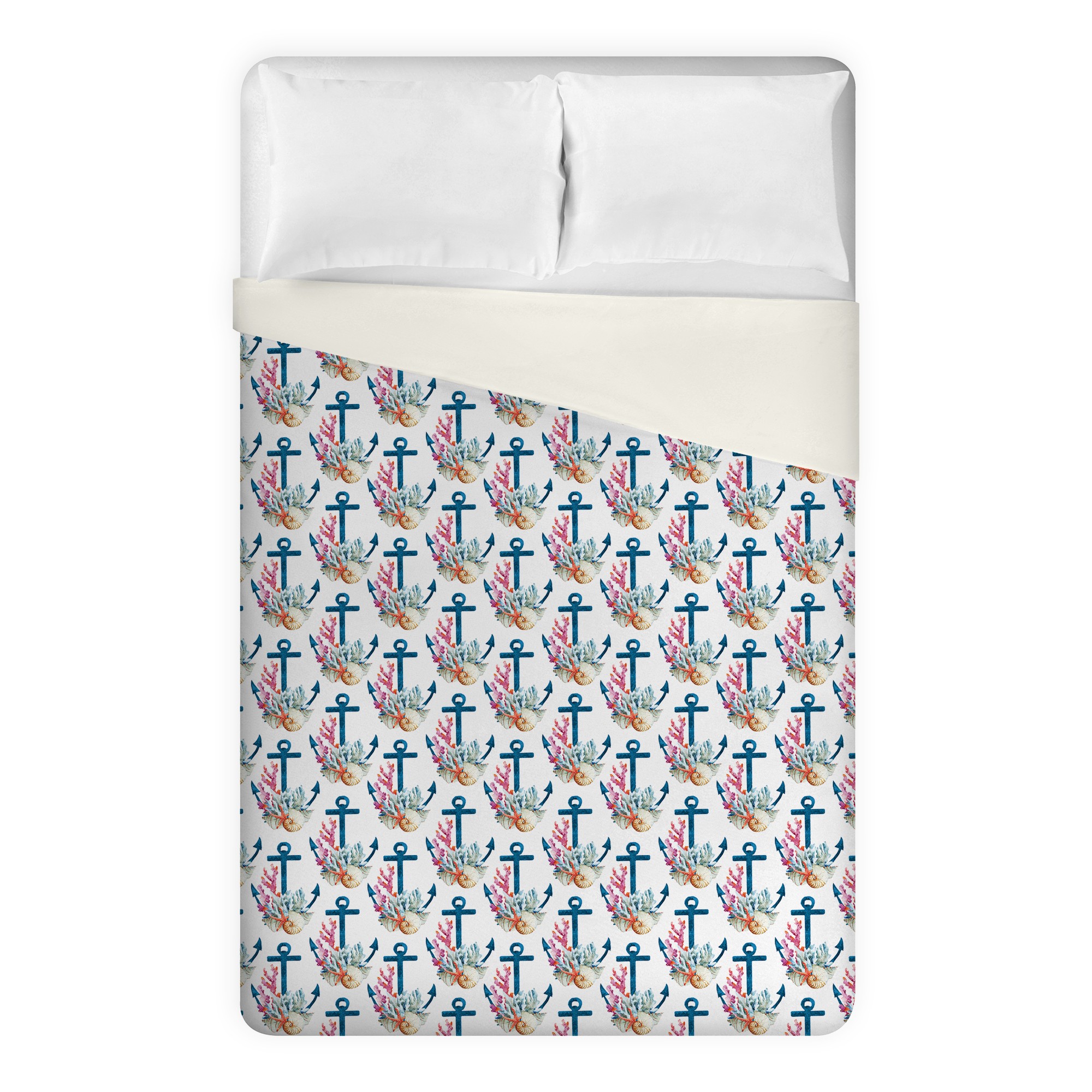 Coral Anchor Pattern Duvet