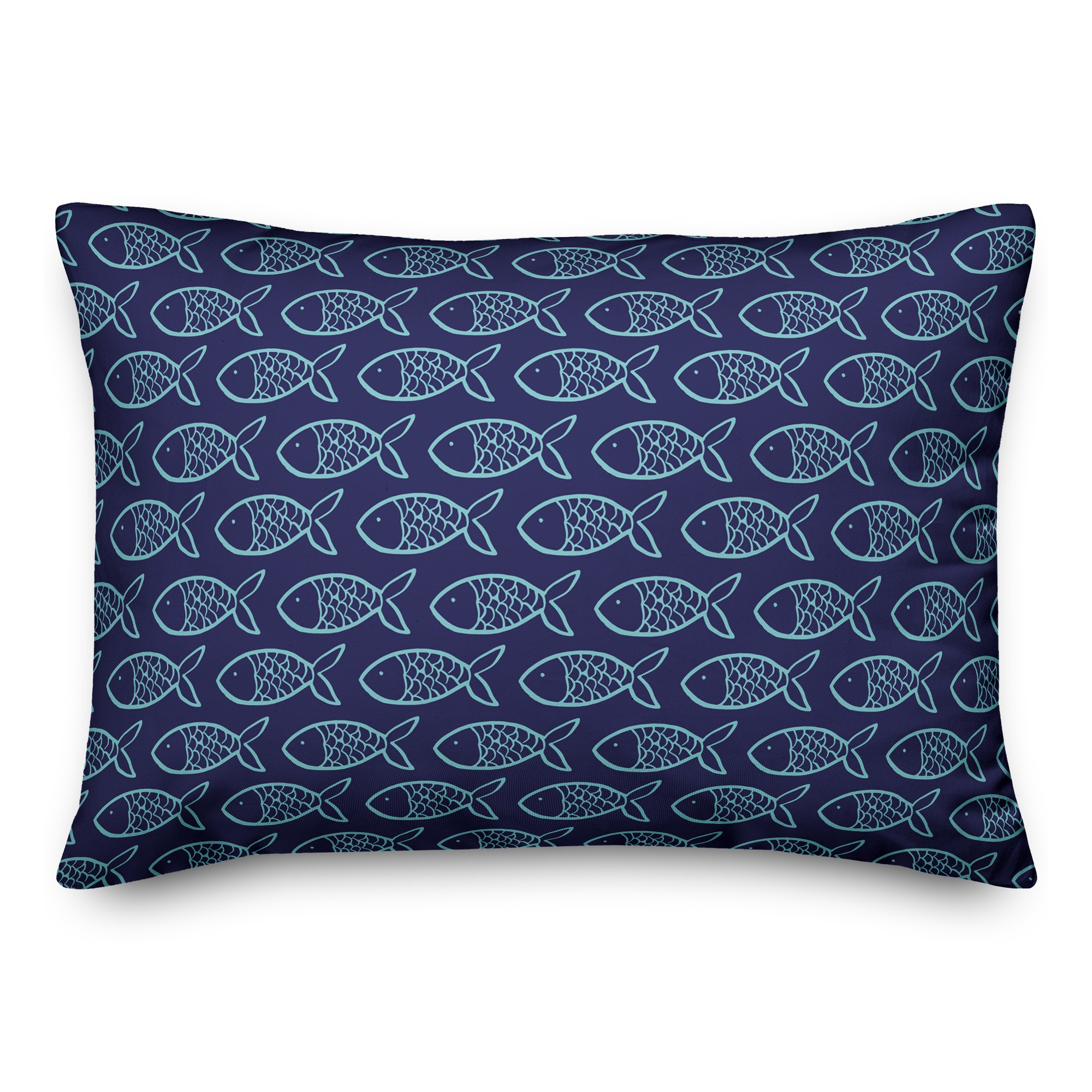 Blue Fish Pattern Pillow