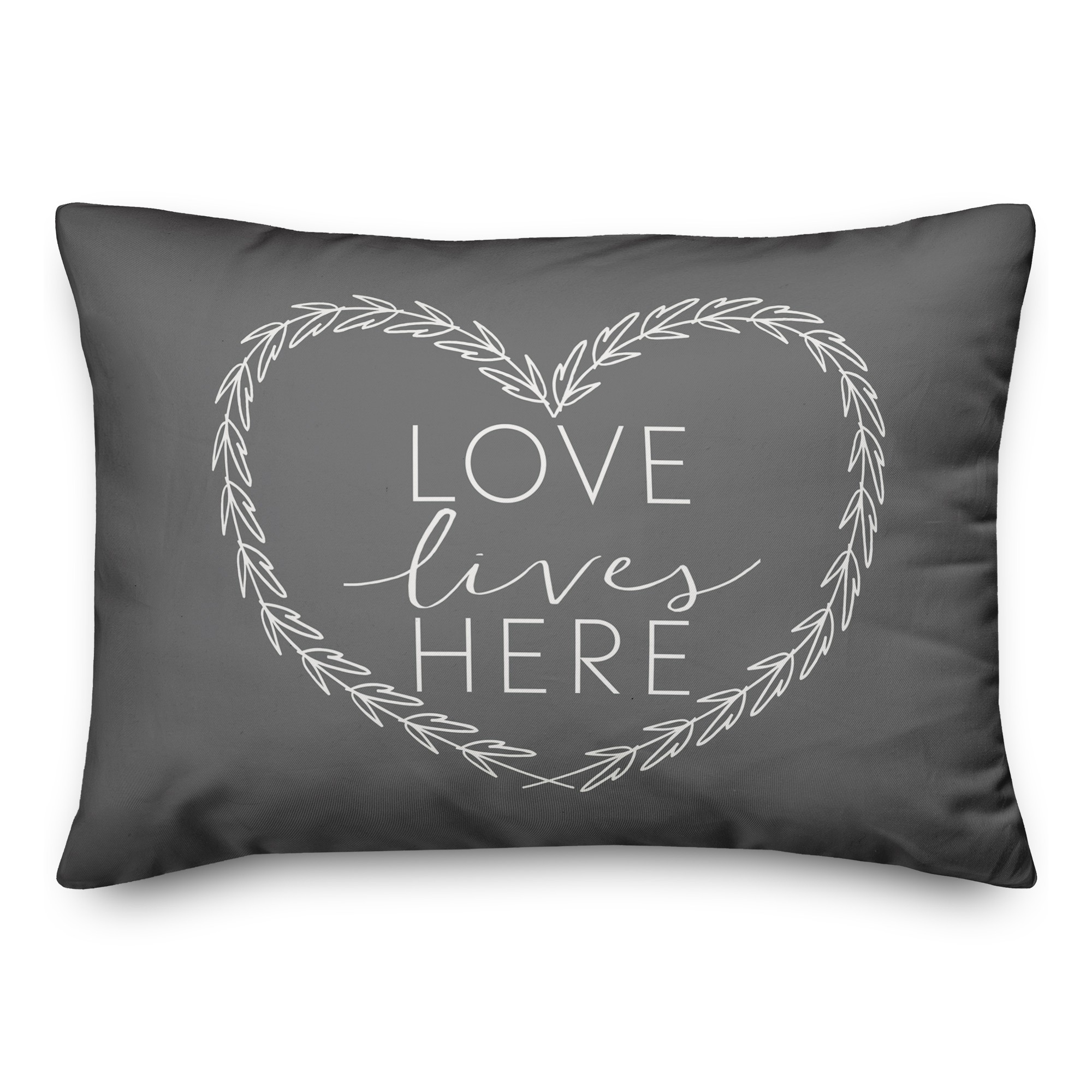 Love live here grey heart 14x20 Spun Poly Pillow Cover