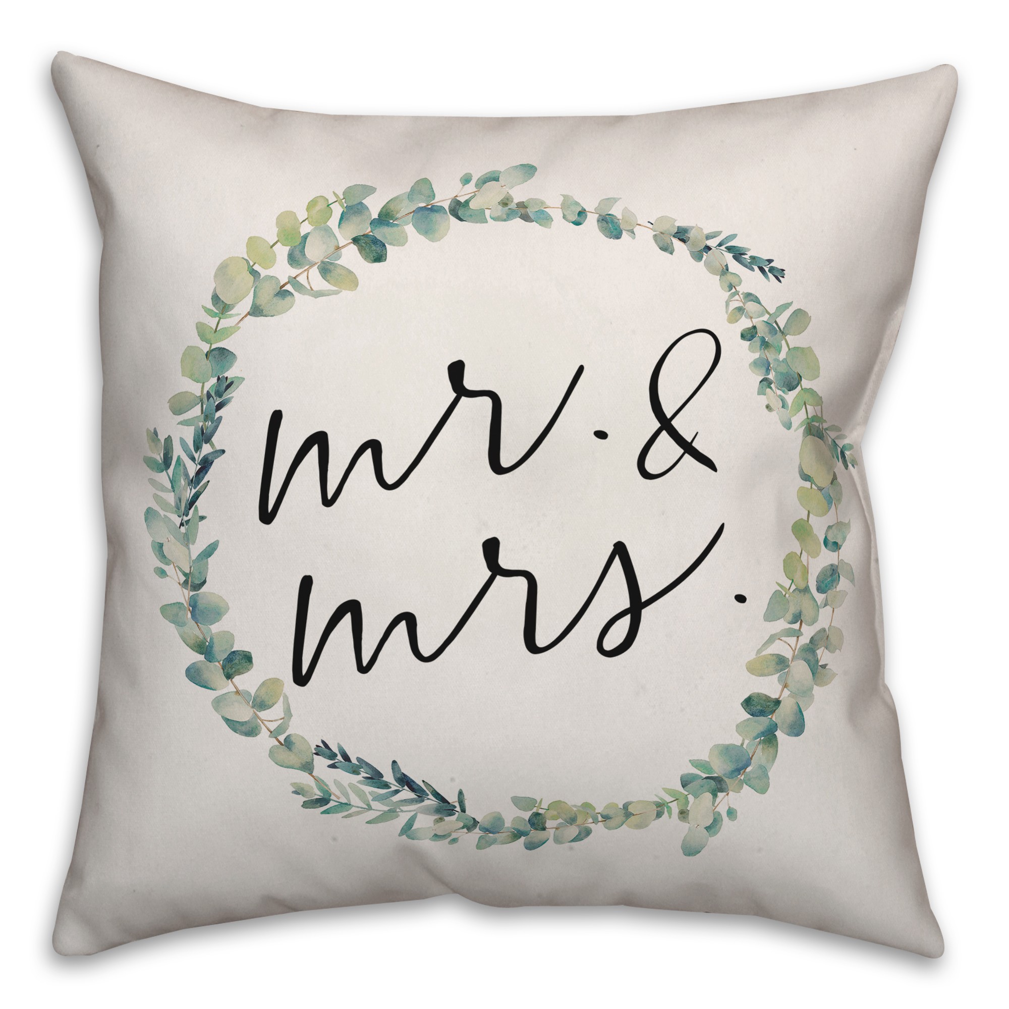 Mr and Mrs Eucalyptus Wreath Pillow