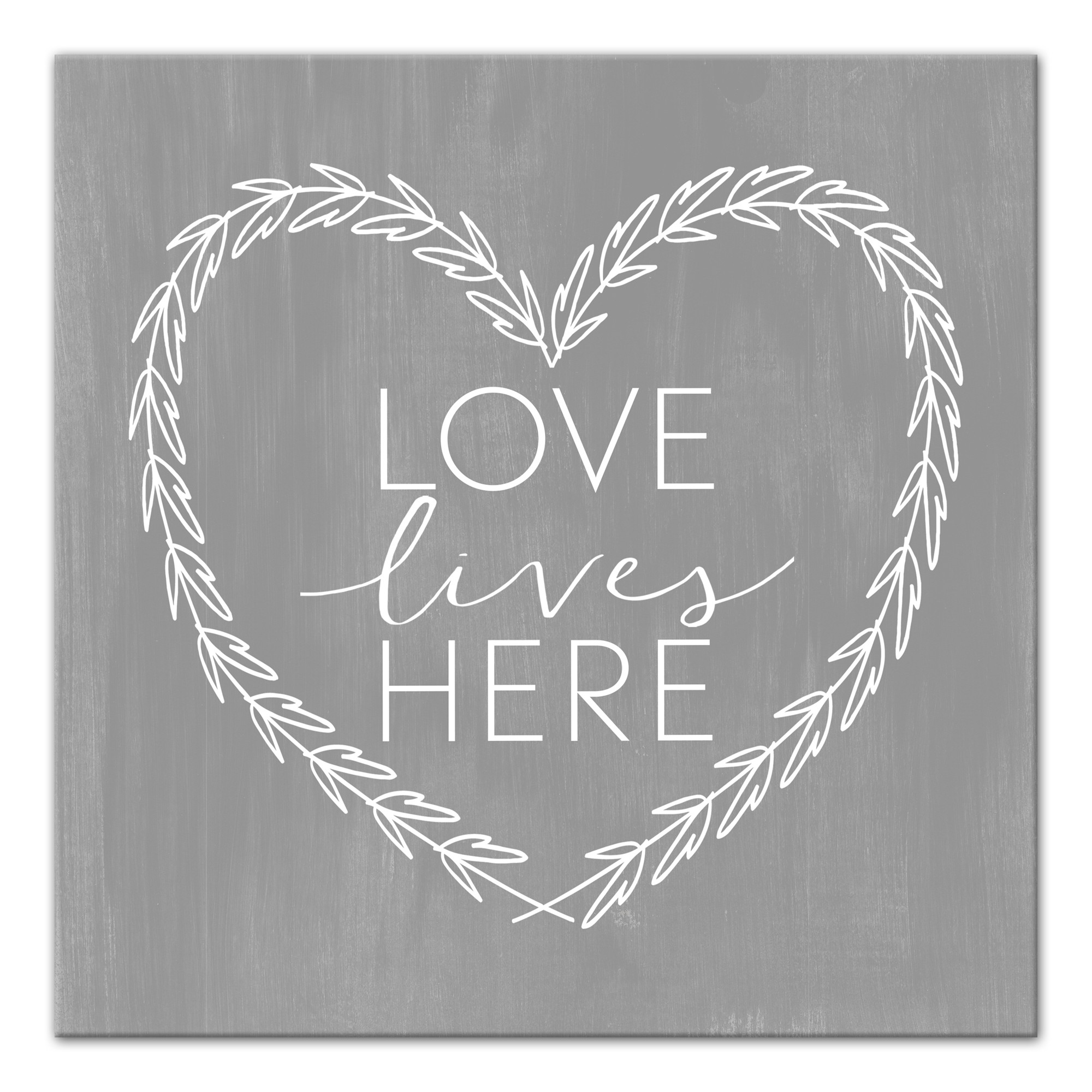 Love Lives Here Heart Wreath 16x16 Canvas Wall Art