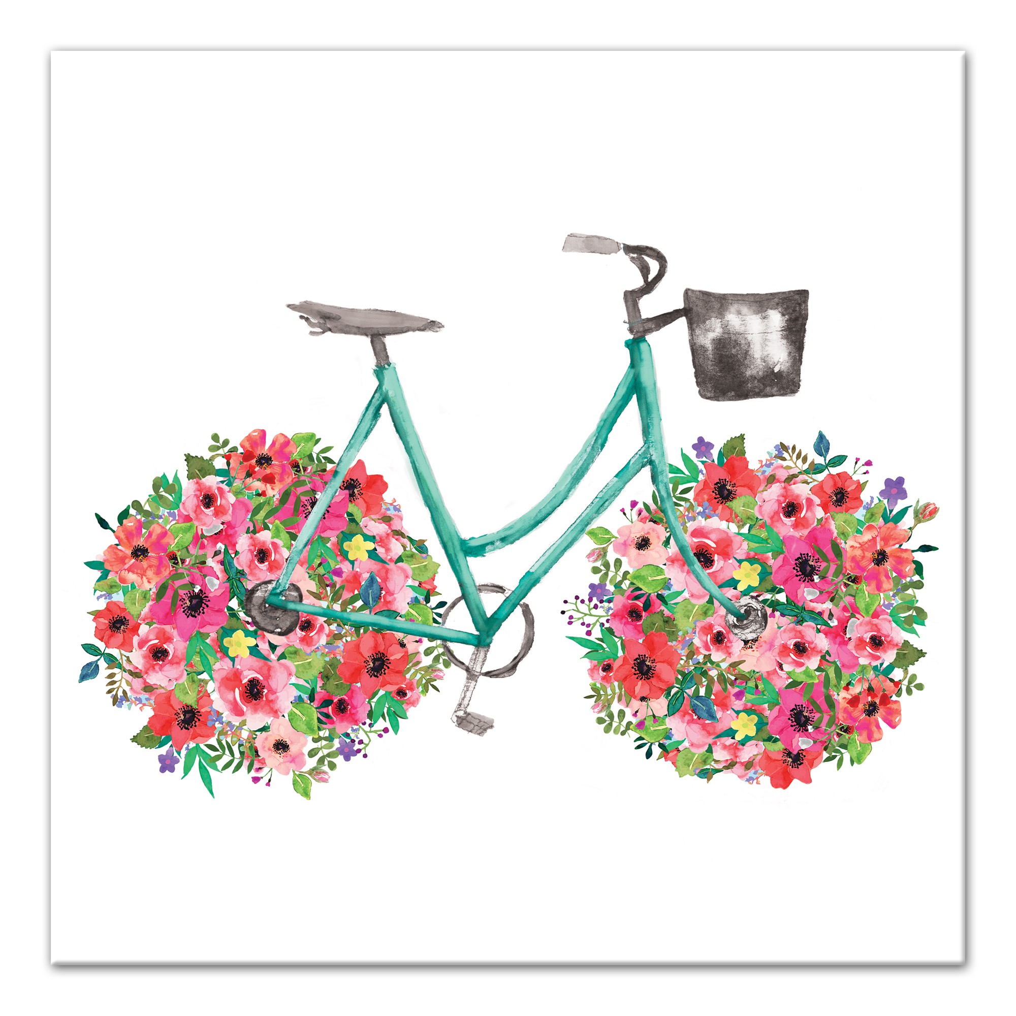 Flower Bike 20x20 Canvas Wall Art