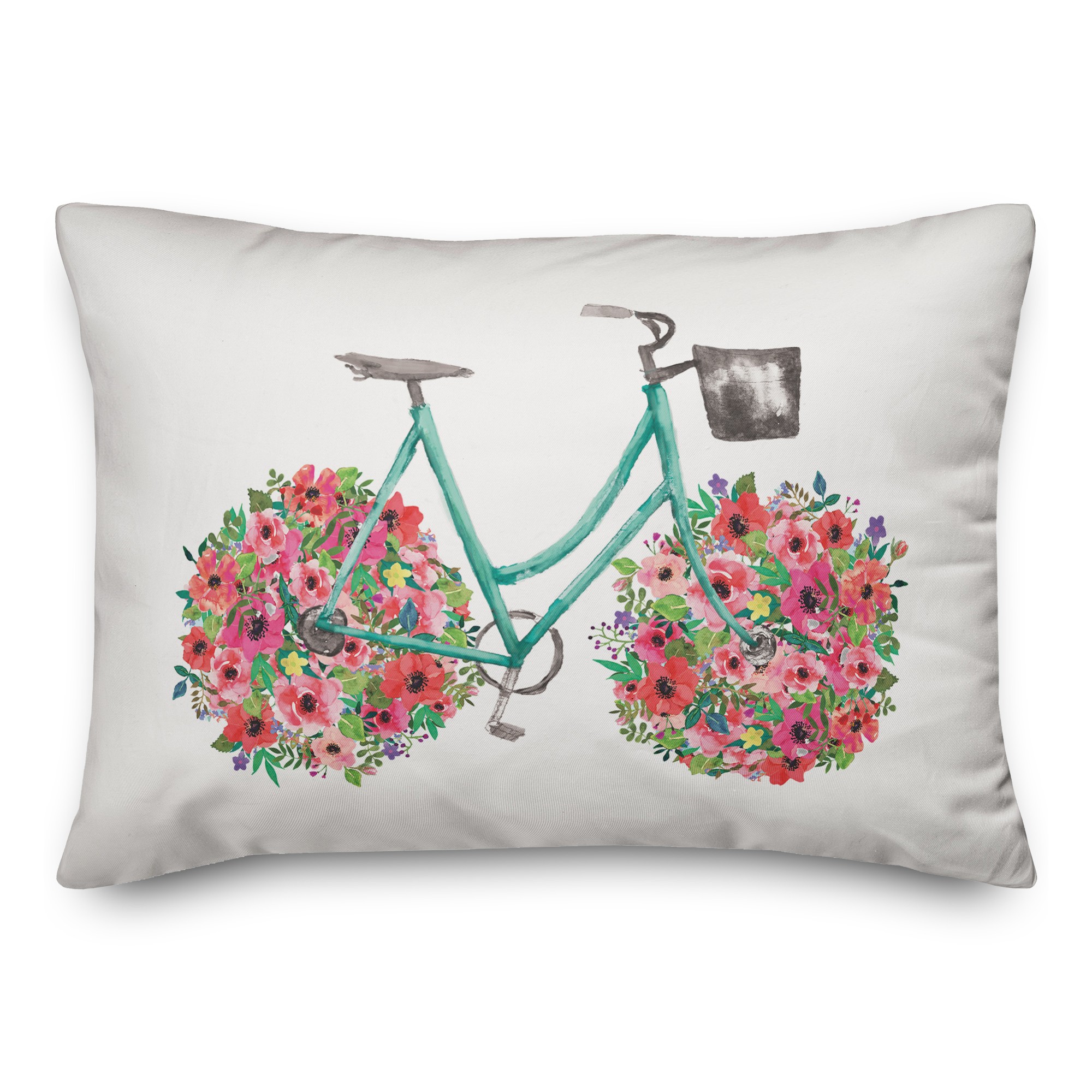 Flower Bike  14x20 Spun Poly Pillow