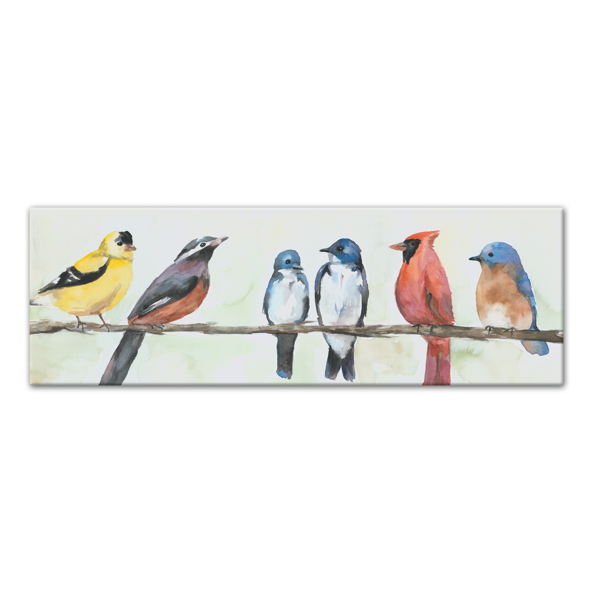 Birds On A Branch 12x36 Canvas Wall Art