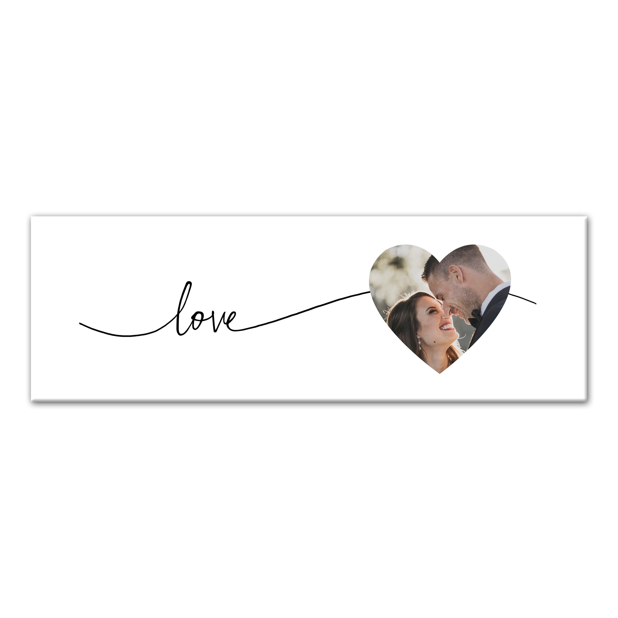 Script Love Heart 12x36 Personalized Canvas Wall Art
